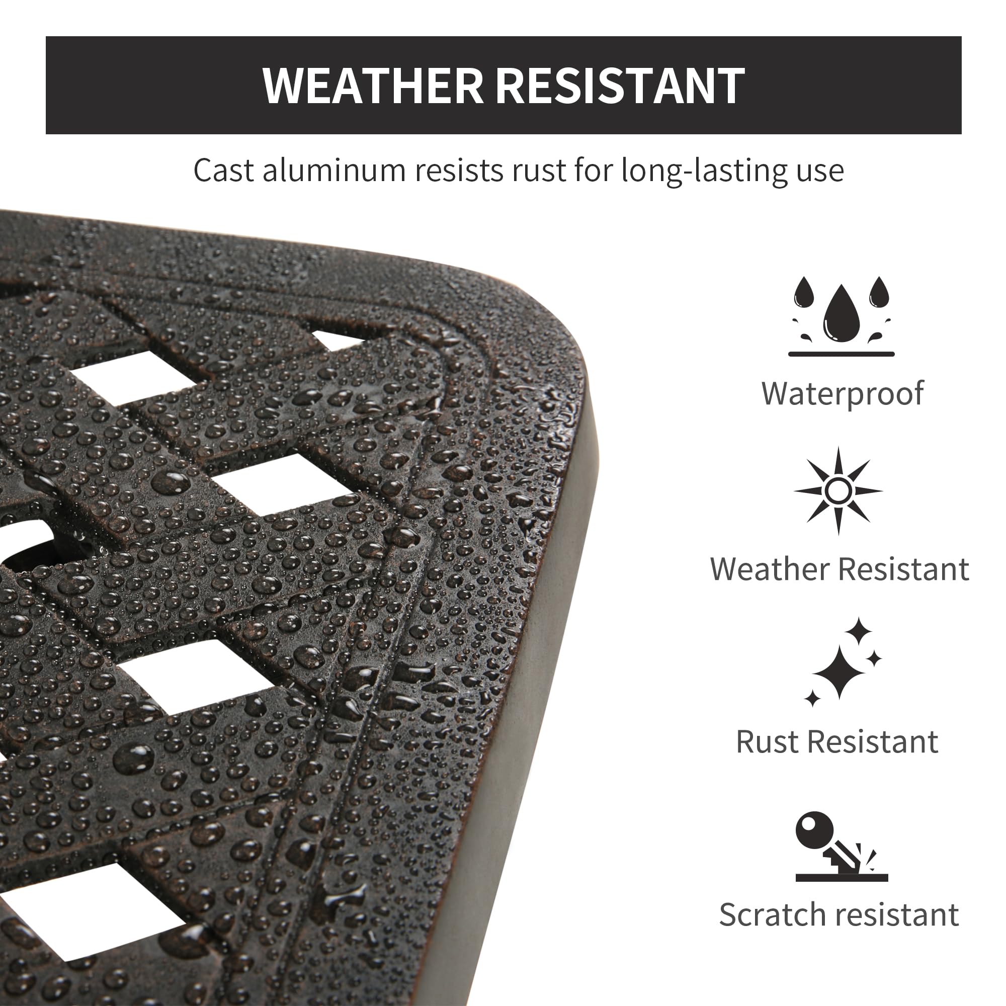 **HOMEFUN Outdoor Side Tables for Patio - Rustproof Cast Aluminum End Tables for Garden, Porch, Balcony - Waterproof & Durable (Antique Bronze) - Perfect for Outdoor Relaxation & Entertaining**