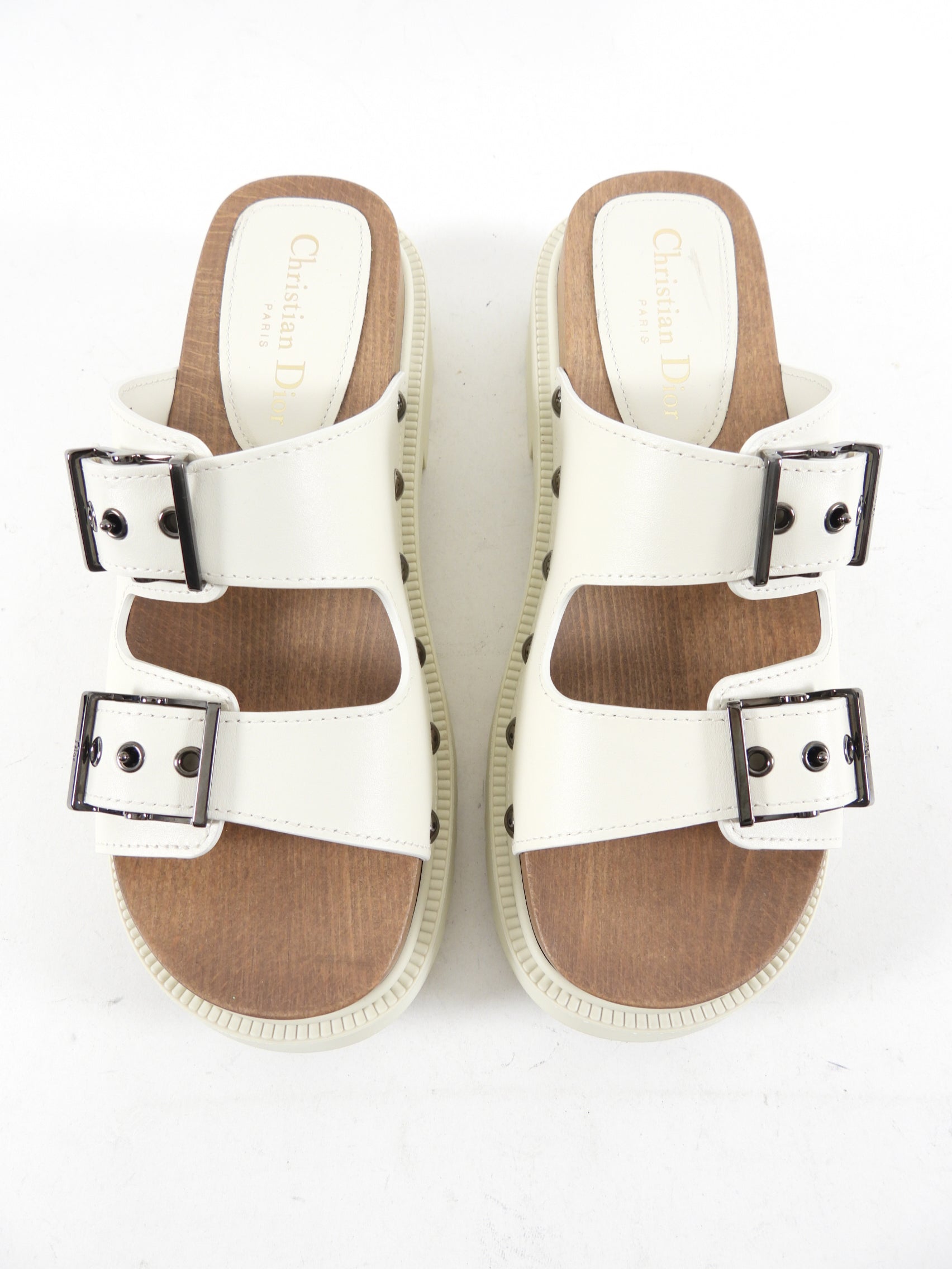 Christian Dior Diorquake Ivory Leather Clog Sandals Size 37 | Luxury Designer Slide Sandals for Women | Perfect for Summer, Beach & Casual Outings