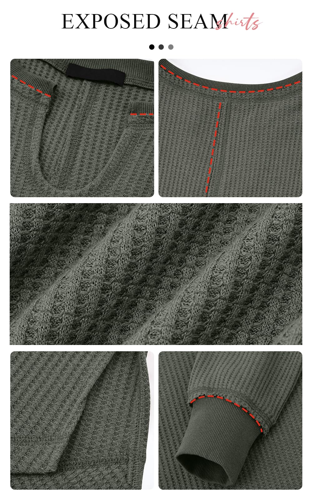 PRETTYGARDEN Women's Waffle Knit Long Sleeve V-Neck Drop Shoulder Pullover Sweater - Casual Oversized Tunic Top with Exposed Seam Details for Spring & Fall | Perfect for Layering, Office Wear, and Weekend Outfits