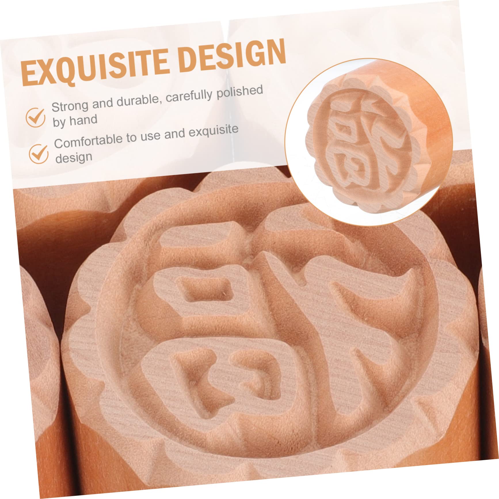 Japanese Sushi Stamp Chocolate Candy Molds - 5pcs Wooden Cookie Cutters for DIY Dessert Decorating, Biscuit Printing, Moon Cake Making - Perfect for Sushi-Themed Parties, Baking Gifts & Asian Dessert Crafts