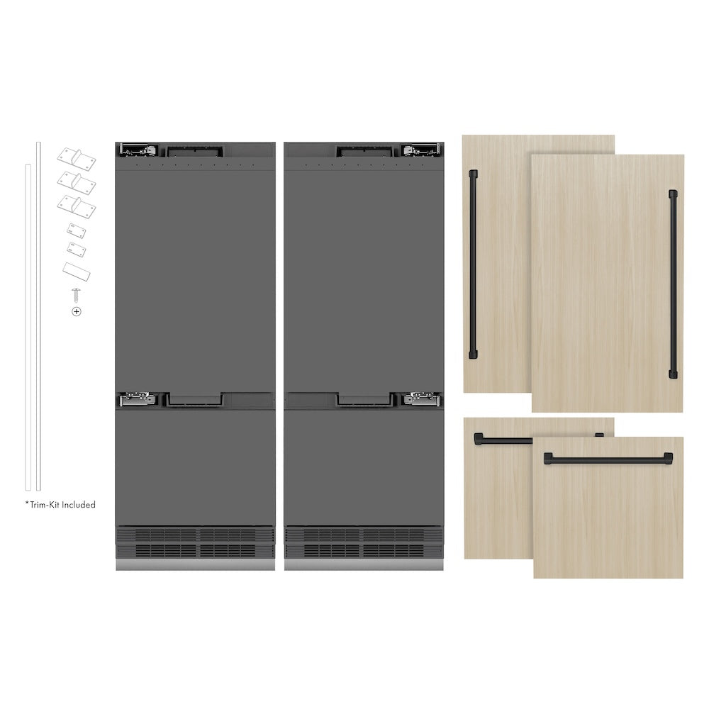 ZLINE Autograph Edition 60-Inch Built-In French Door Refrigerator - 32.2 cu.ft Capacity, Panel Ready, Bottom Freezer, Water Dispenser & Ice Maker - Graphite Gray Interior with Matte Black Accents (GRBIVZ 60 MB) - Perfect for Modern Kitchens & Luxury Homes