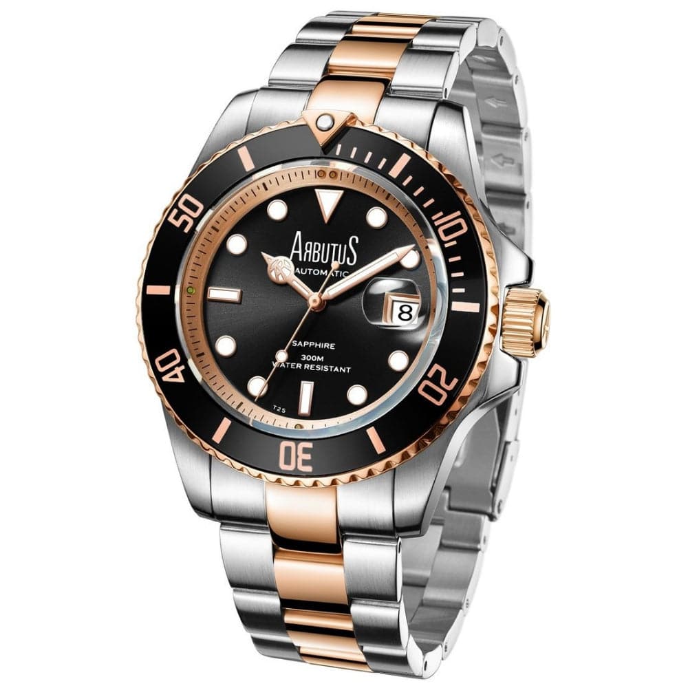 ARBUTUS DIVE AR1907TRBS Black Dial Stainless Steel Men's Watch - Waterproof Diving Watch for Men, Sport & Casual Wear, Perfect for Swimming, Outdoor Adventures & Everyday Use