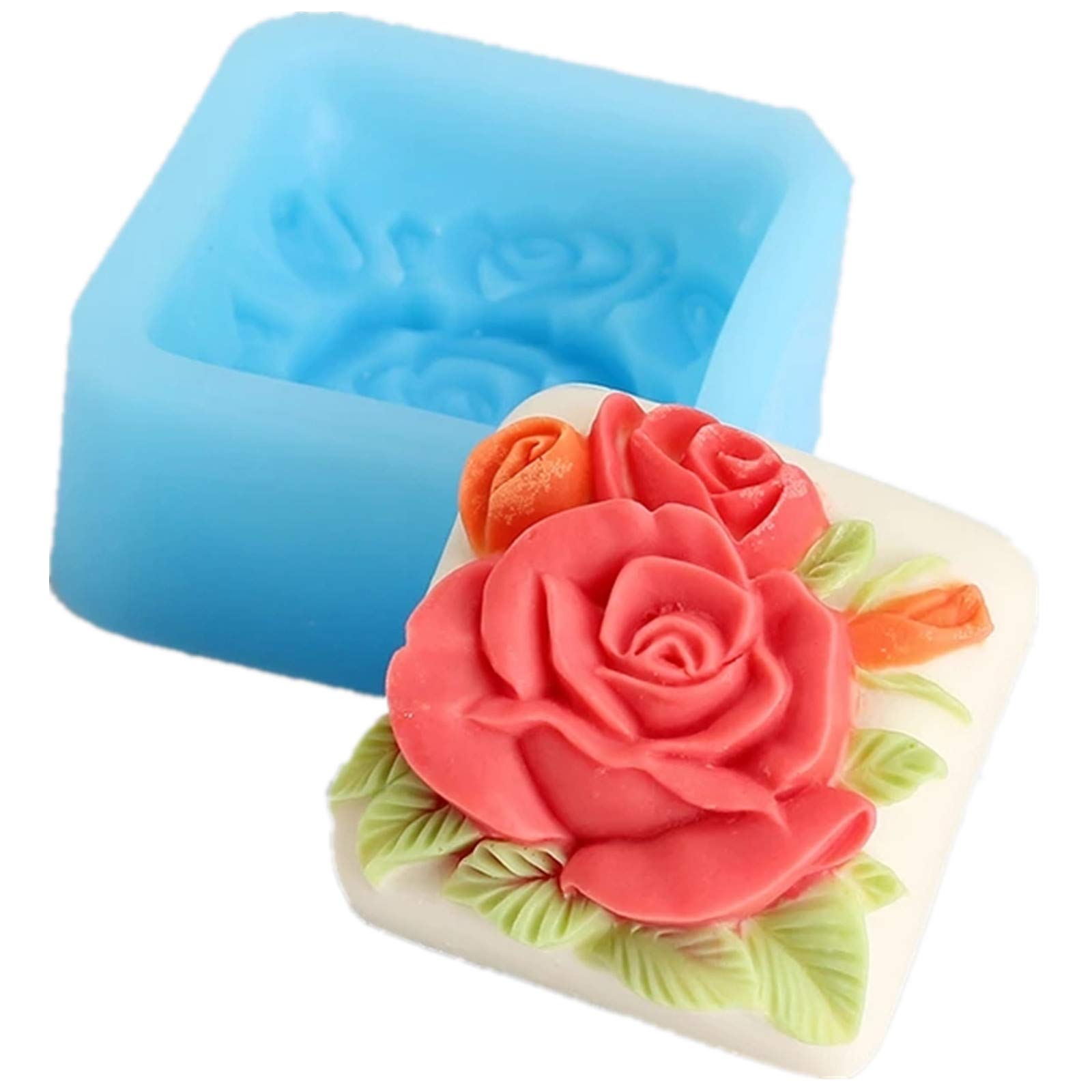 Premium Silicone Rose & Square Flower Molds for DIY Soap Making - Handmade Craft Supplies for Bath Bombs, Candles & Resin Art | JYEOUX
