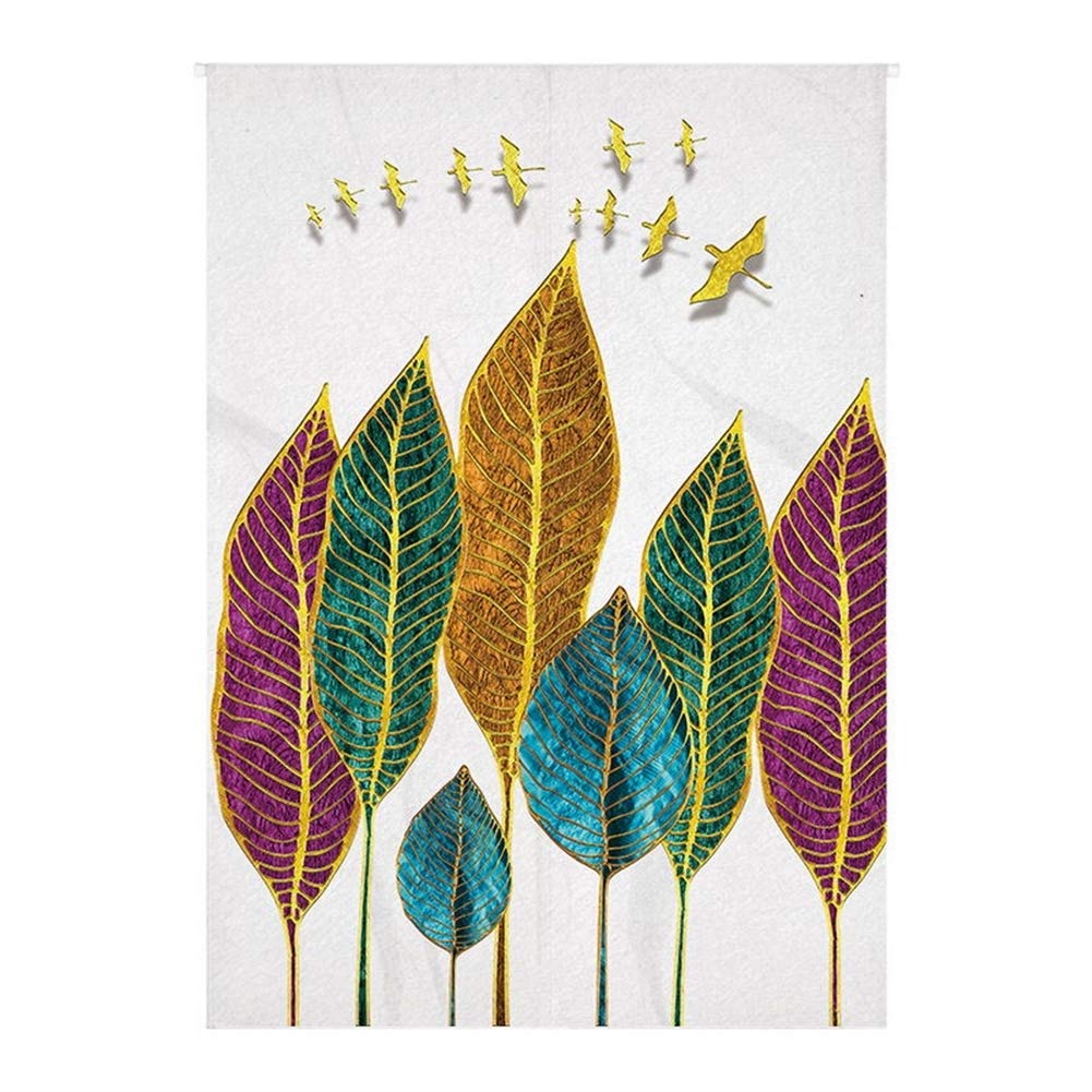 Ice Grey Linen Japanese Noren Door Curtain - Extendable Rod, 33.5 x 35.4 Inch Decorative Tapestry for Doorway, Kitchen, or Room Divider - Traditional Asian Home Decor