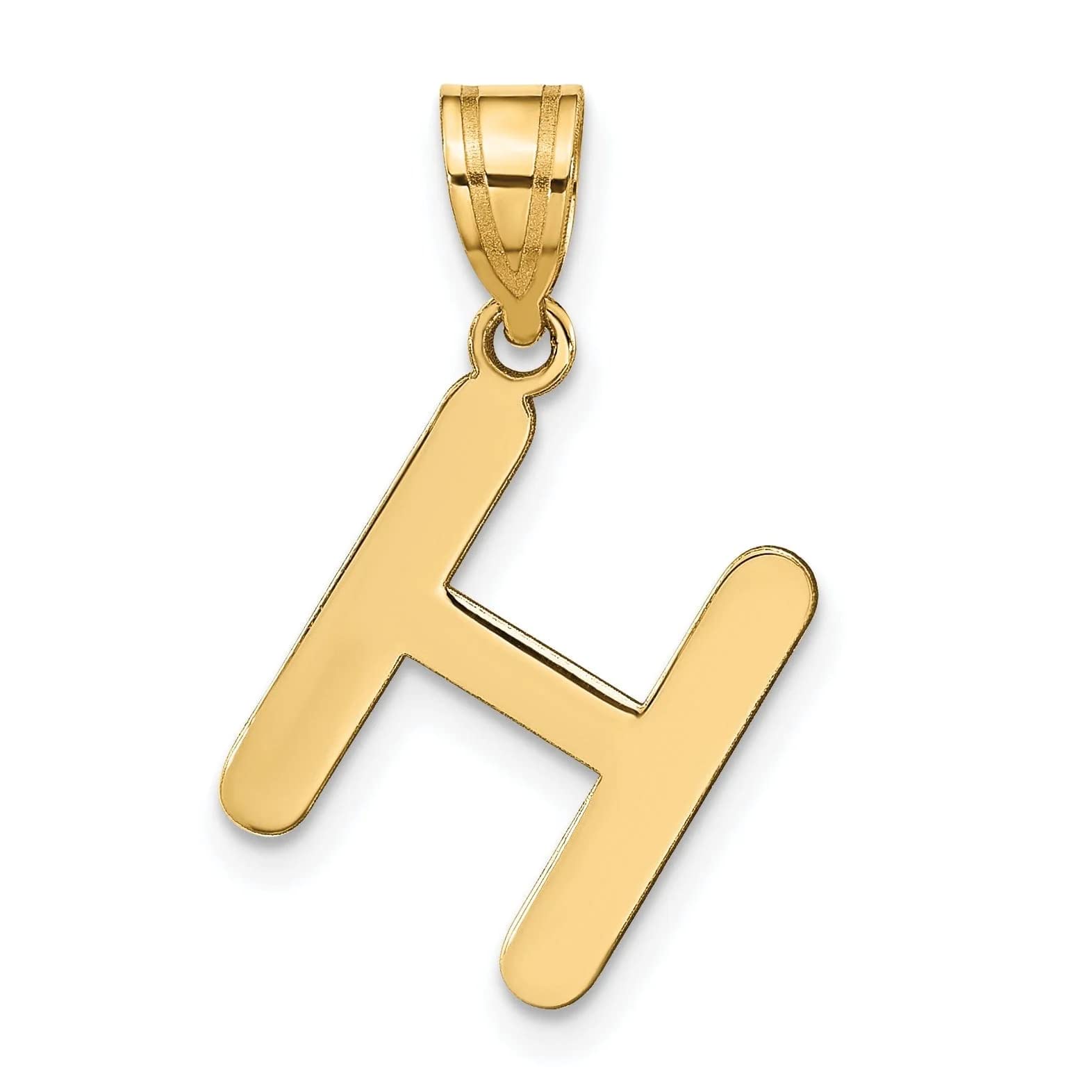 14K Gold Slanted Bubble Letter H Pendant for Women - Elegant Layering Necklace
