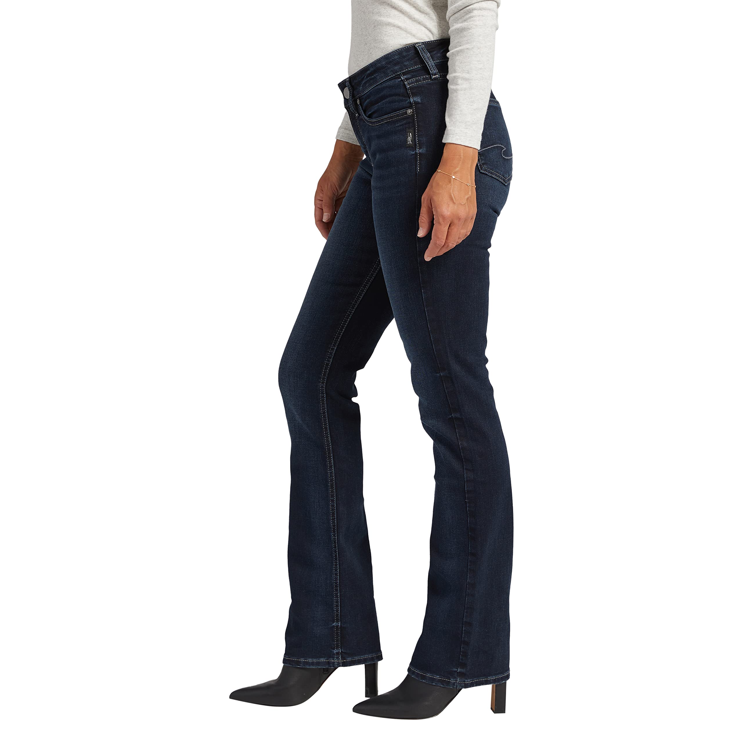 Silver Jeans Co. Women's Suki Mid Rise Slim Bootcut Jeans - Comfortable Stretch Denim Pants for Casual Wear & Night Out | Perfect for Work, Dating and Everyday Fashion