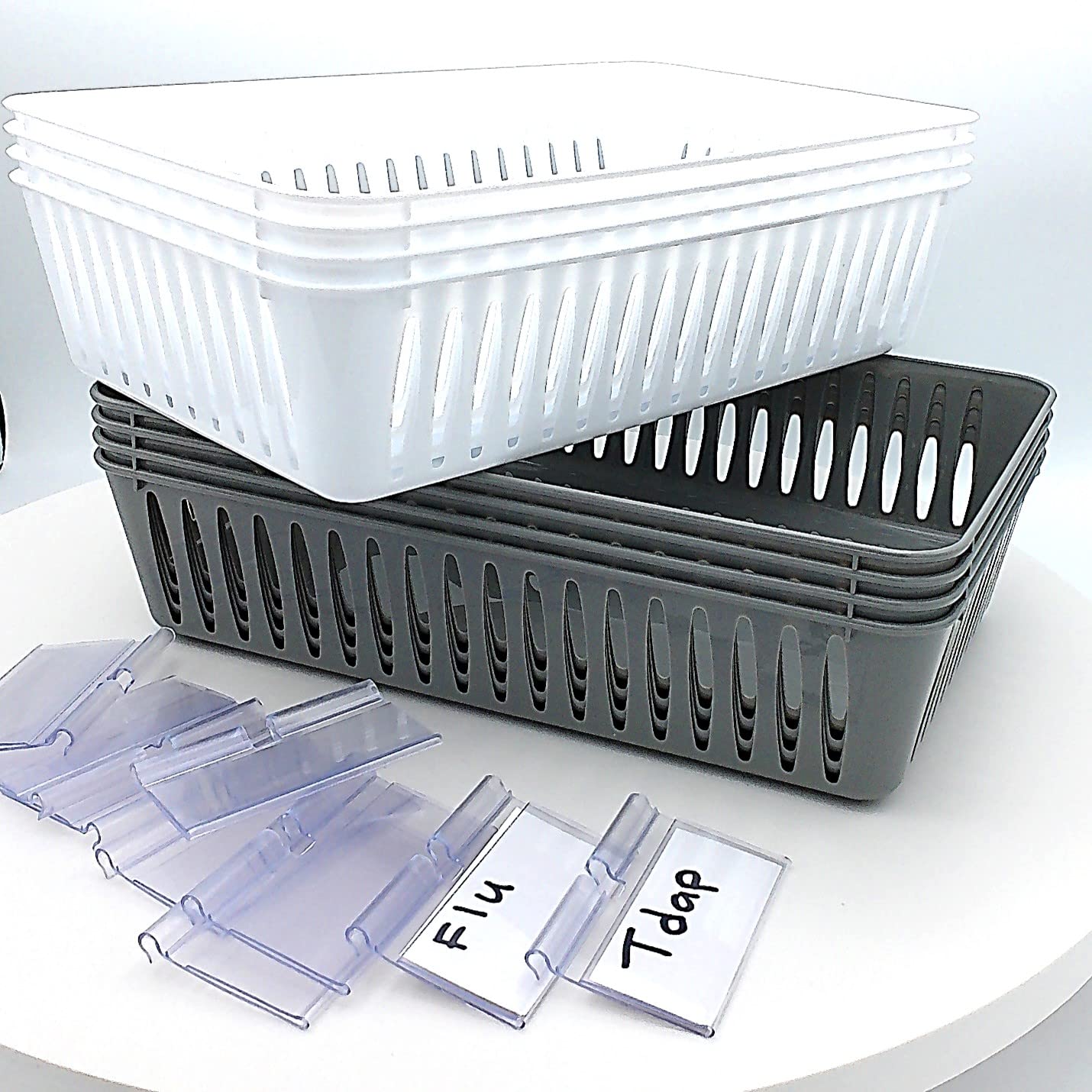 8-Pack Grey and White Storage Baskets (9.5