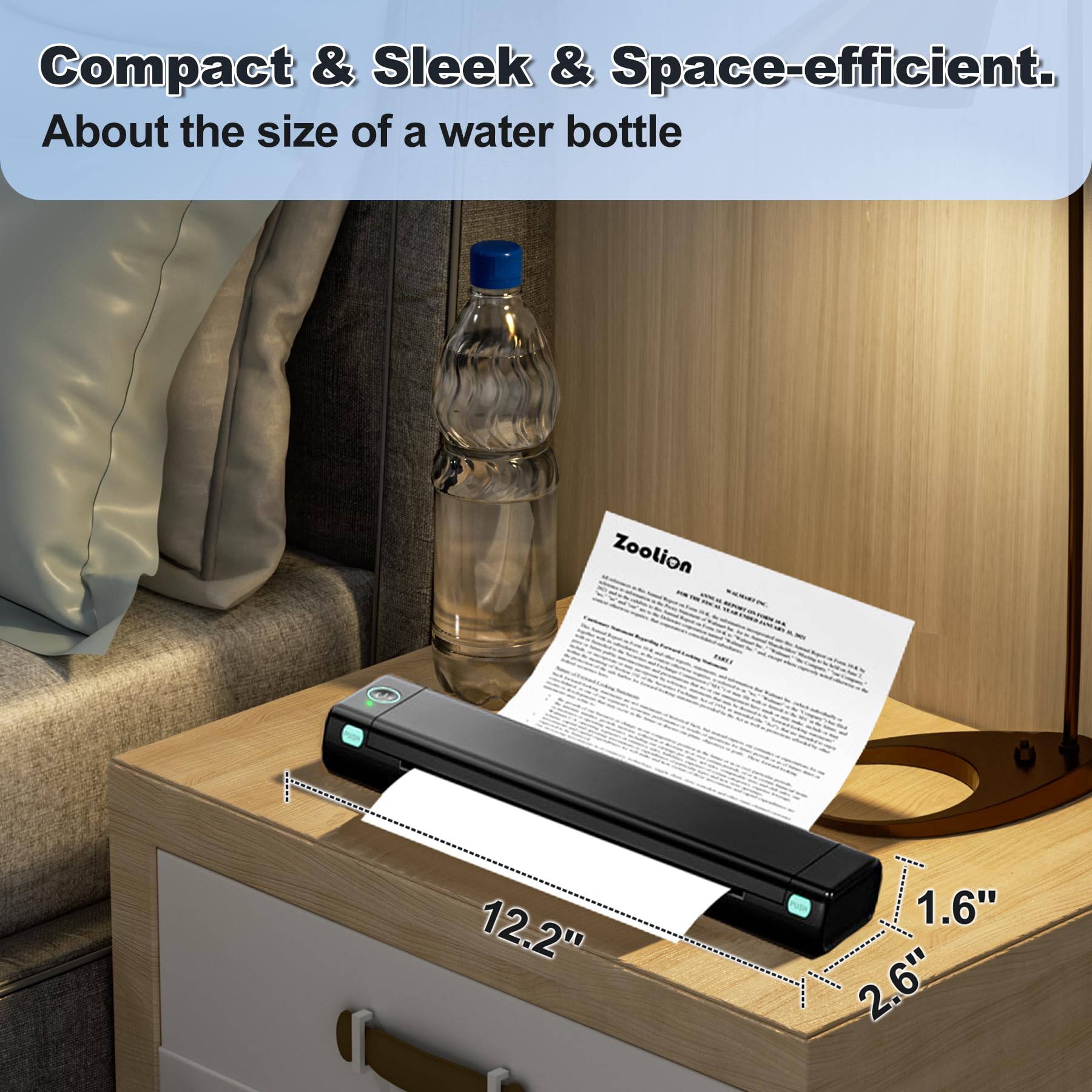 Zoolion M08F Portable Thermal Printer - Wireless, Inkless, Compact for Home Office & Travel | Supports 8.5