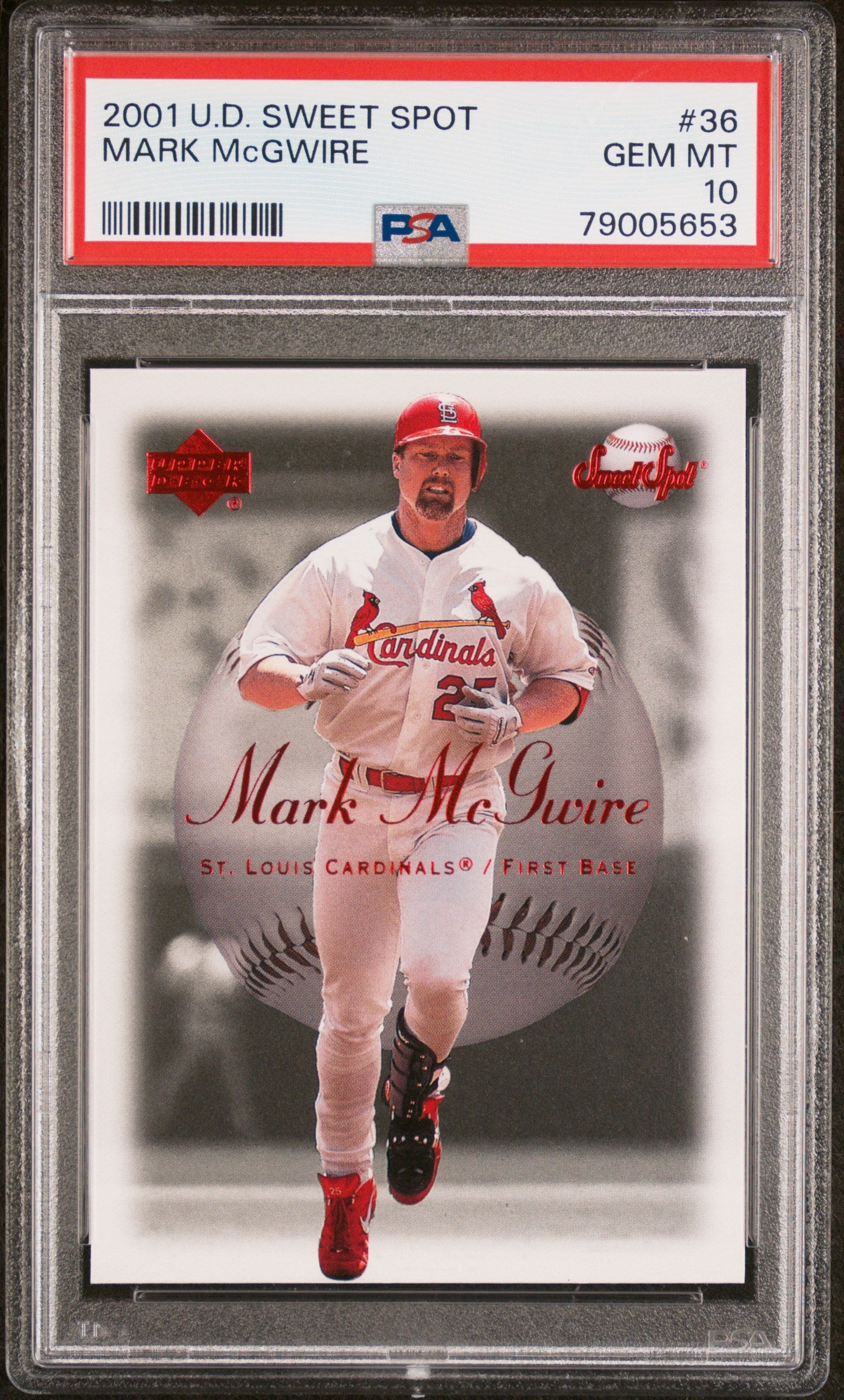 2001 Upper Deck Sweet Spot Mark McGwire #36 PSA 10 Gem Mint Baseball Card - Perfect for Collectors & Sports Memorabilia Displays