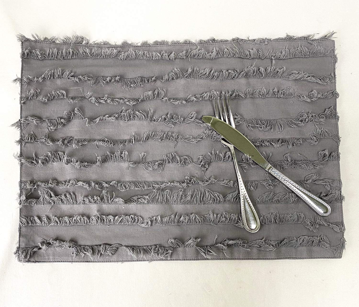 Modern Fringe Stripe Cotton Table Placemats 13