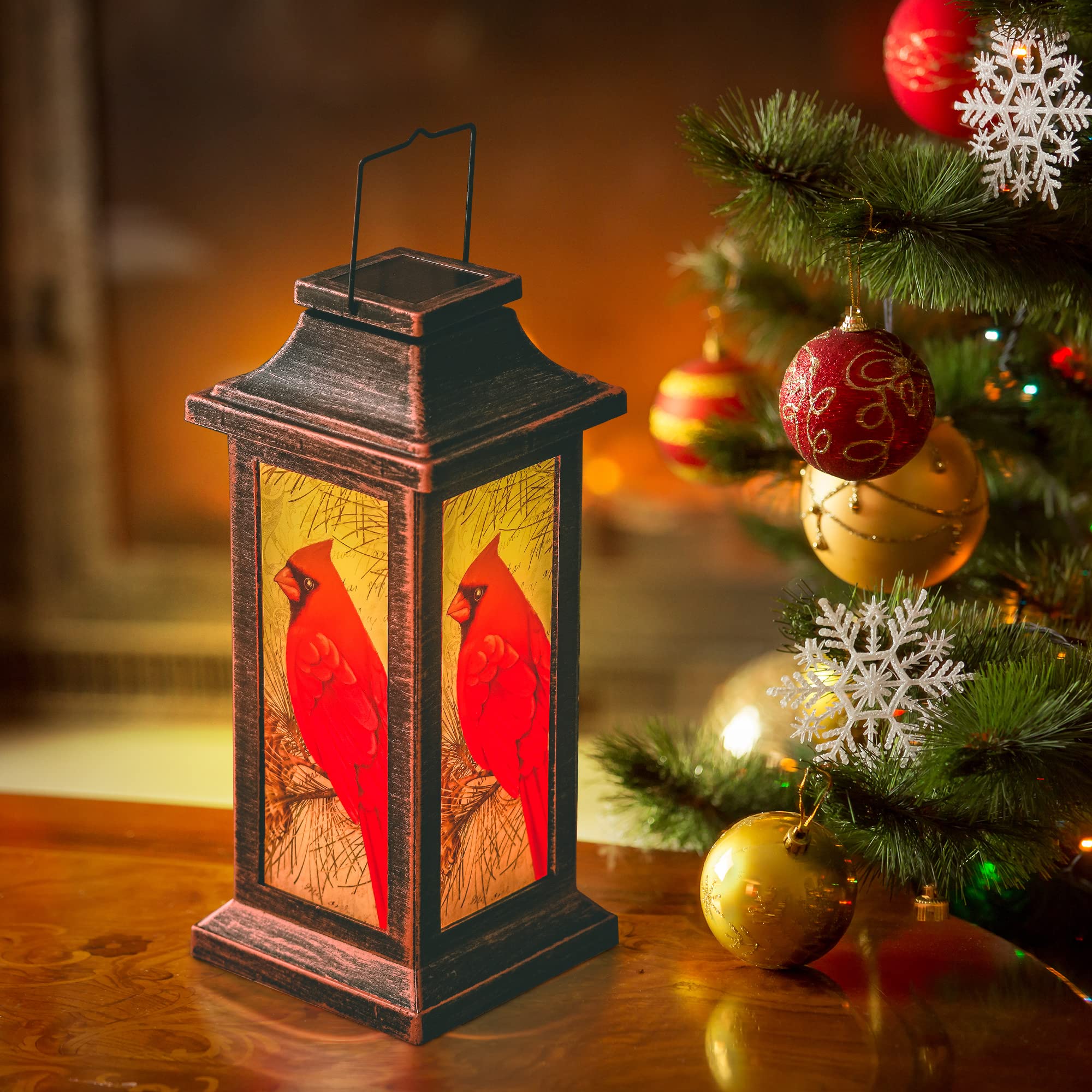 Outdoor Solar Lantern - Waterproof Hanging Solar Light for Garden Decoration, Red Bird Design, 10 Inch Height - Perfect Gift for Mom, Ideal for Patio, Yard, and Outdoor Parties