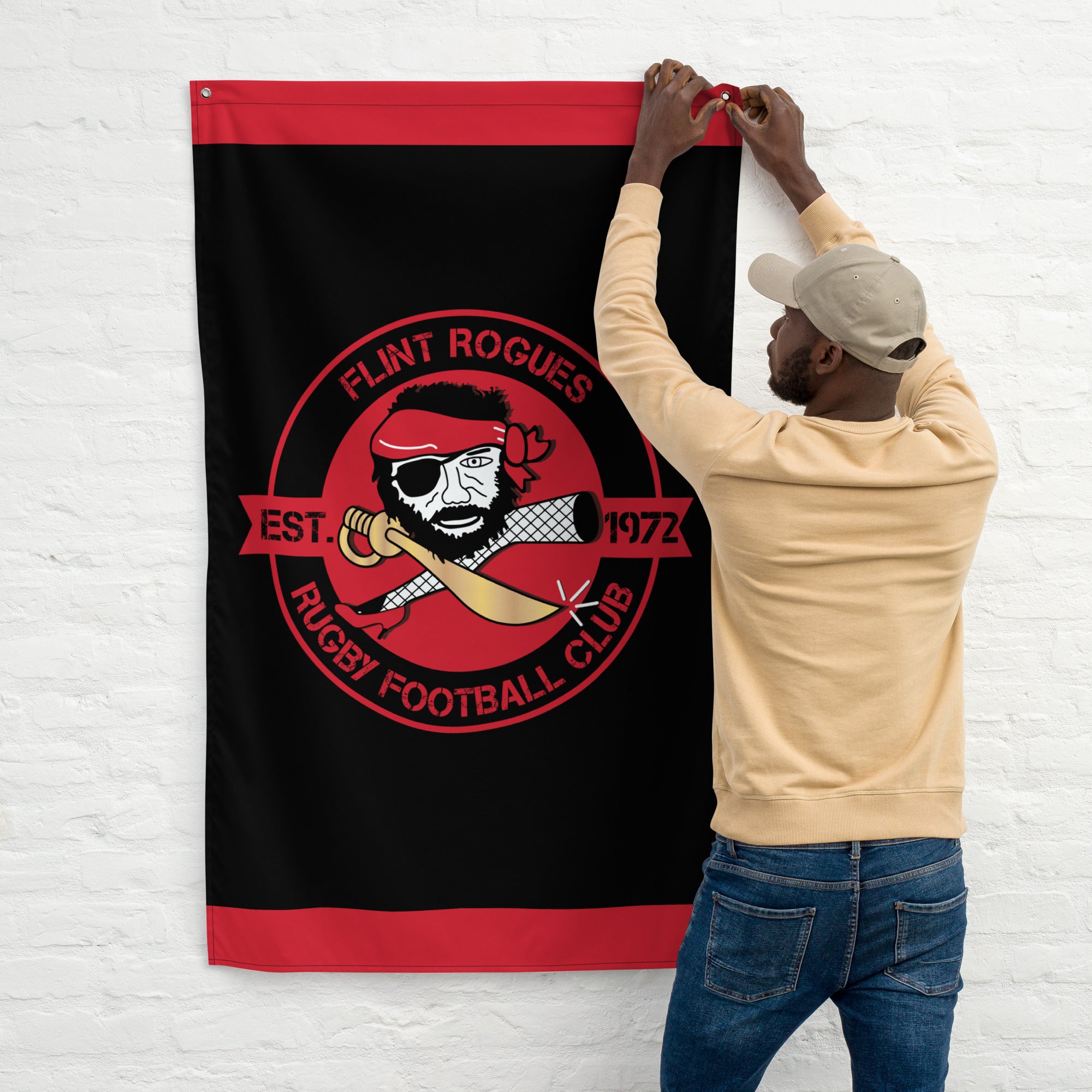 Flint Rogues RFC Wall Flag - Premium Embroidered College Football Banner for Game Room, Dorm & Man Cave Decor - Officially Licensed Team Merchandise