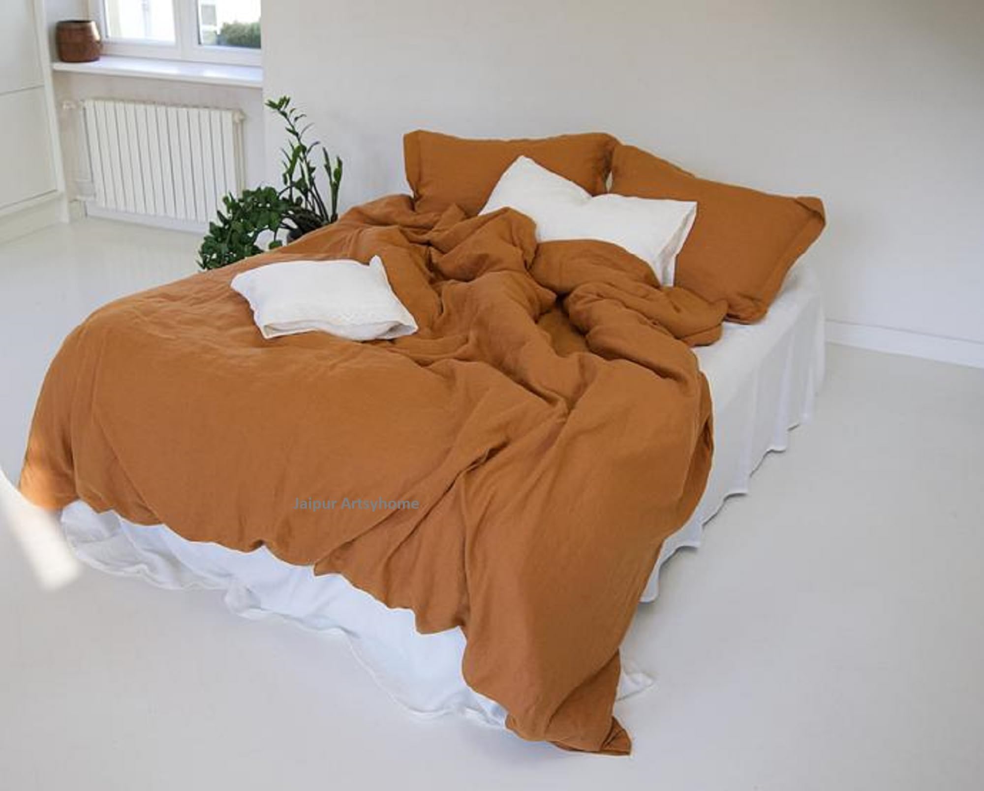 Cinnamon Washed Cotton Duvet Cover Set - 3 Piece King/Queen/Twin Size Bedding with Button Closure | Soft & Breathable for Cozy Bedrooms & Guest Rooms