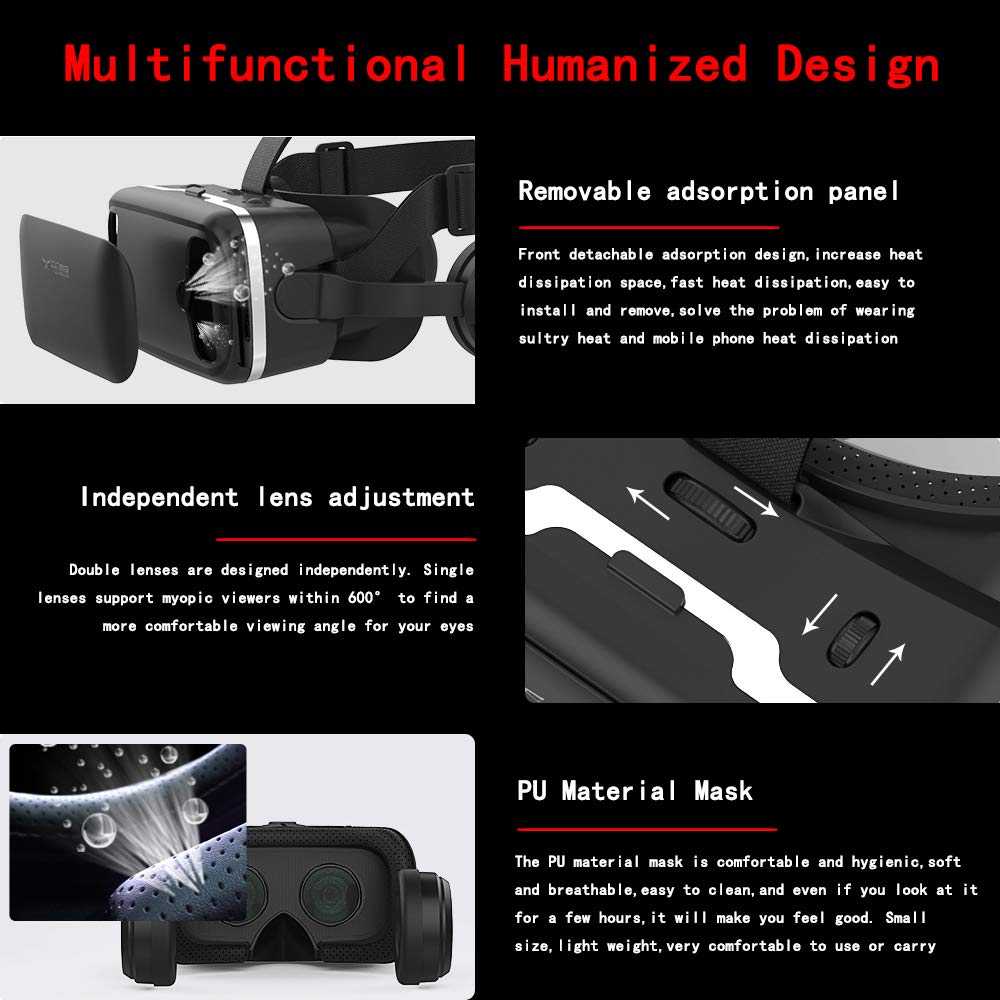 HD 3D VR Headset with Remote Controller - Virtual Reality Glasses for iPhone & Android (4.7-6 inch) - Immersive Gaming & 3D Movie Experience at Home