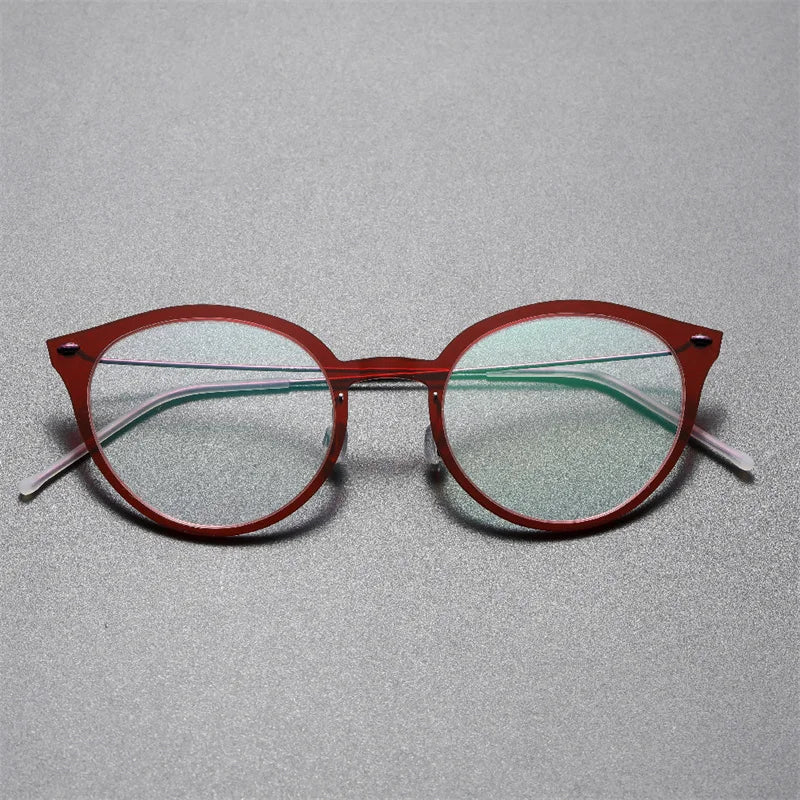 Aimee Women's Full Rim Cat Eye Acetate Titanium Eyeglasses 6548 - Stylish & Lightweight Reading Glasses for Work, Driving & Fashion Accessories