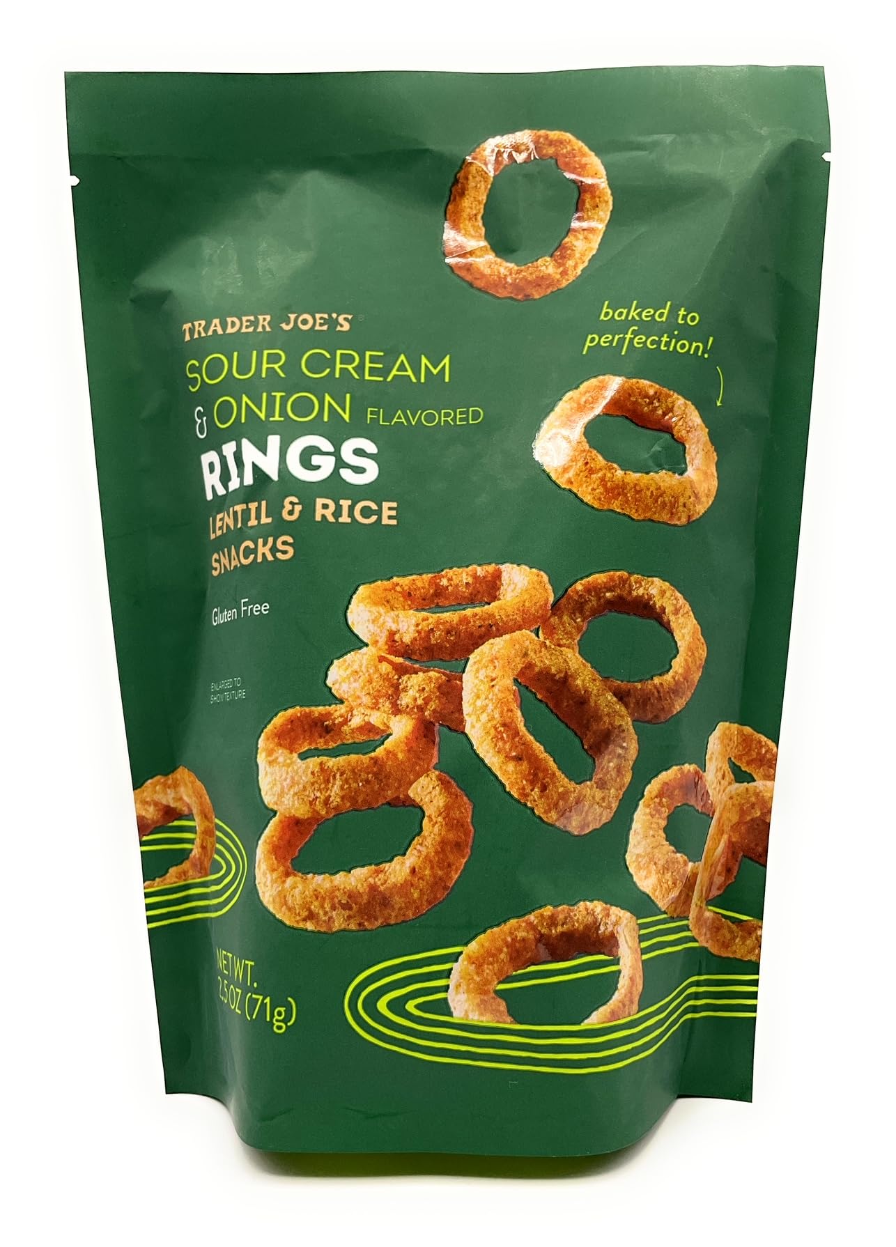 Trader Joe's Gluten Free Sour Cream & Onion Lentil & Rice Snack Rings - 2.5 Oz (Pack of 3) | Healthy On-The-Go Snacks for Work, School & Movie Nights