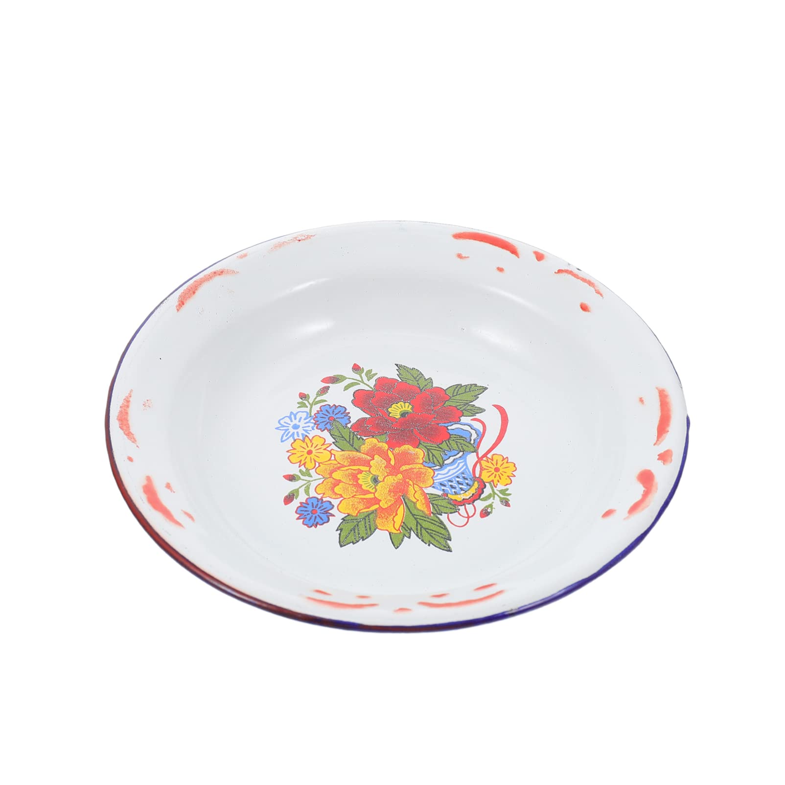Vintage White Enamel Dinner Plates - 14cm Round Shallow Bowls for Pasta, Salad & Desserts | Durable Reusable Enamelware Serving Trays | Perfect for Picnics, Camping & Retro Kitchen Decor