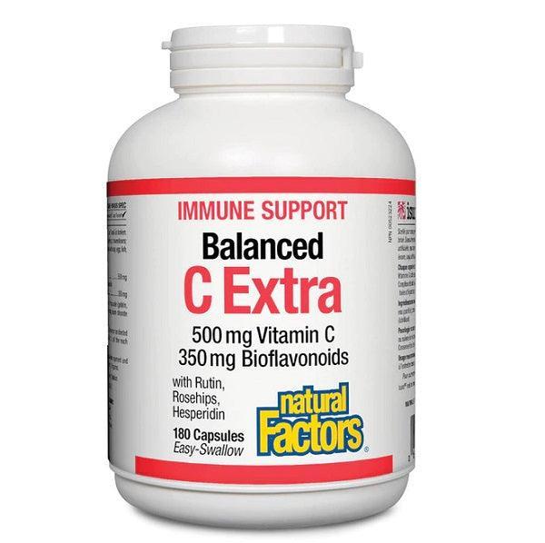 Natural Factors Immune Support Balanced C Extra 500mg Vitamin C with 350mg Bioflavonoids - Boost Immunity & Antioxidant Protection for Daily Wellness & Cold Season Defense