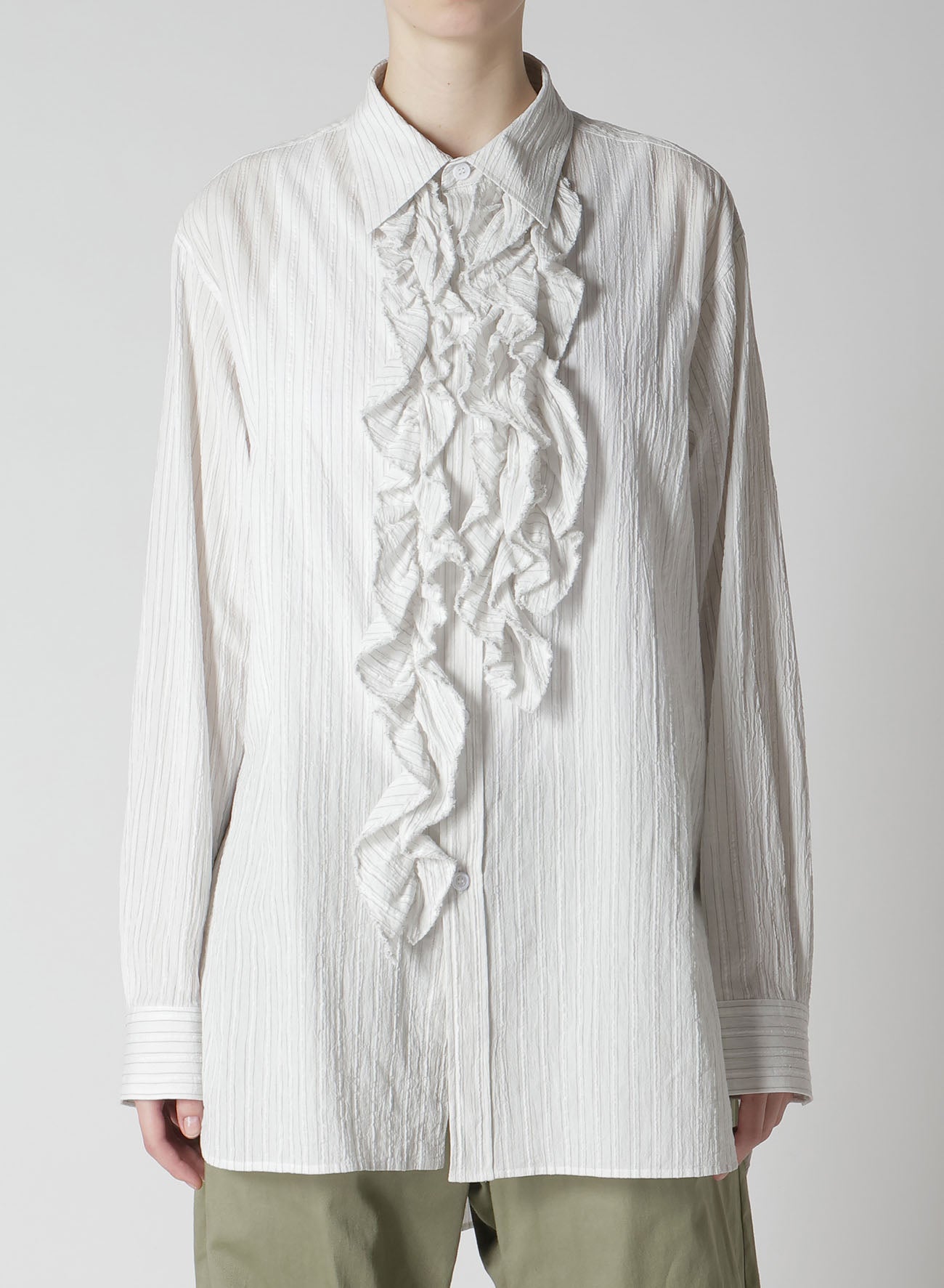 Stylish Cotton Voile Untrimmed Frill Stripe Blouse for Women - Perfect for Casual Outings, Office Wear & Summer Fashion