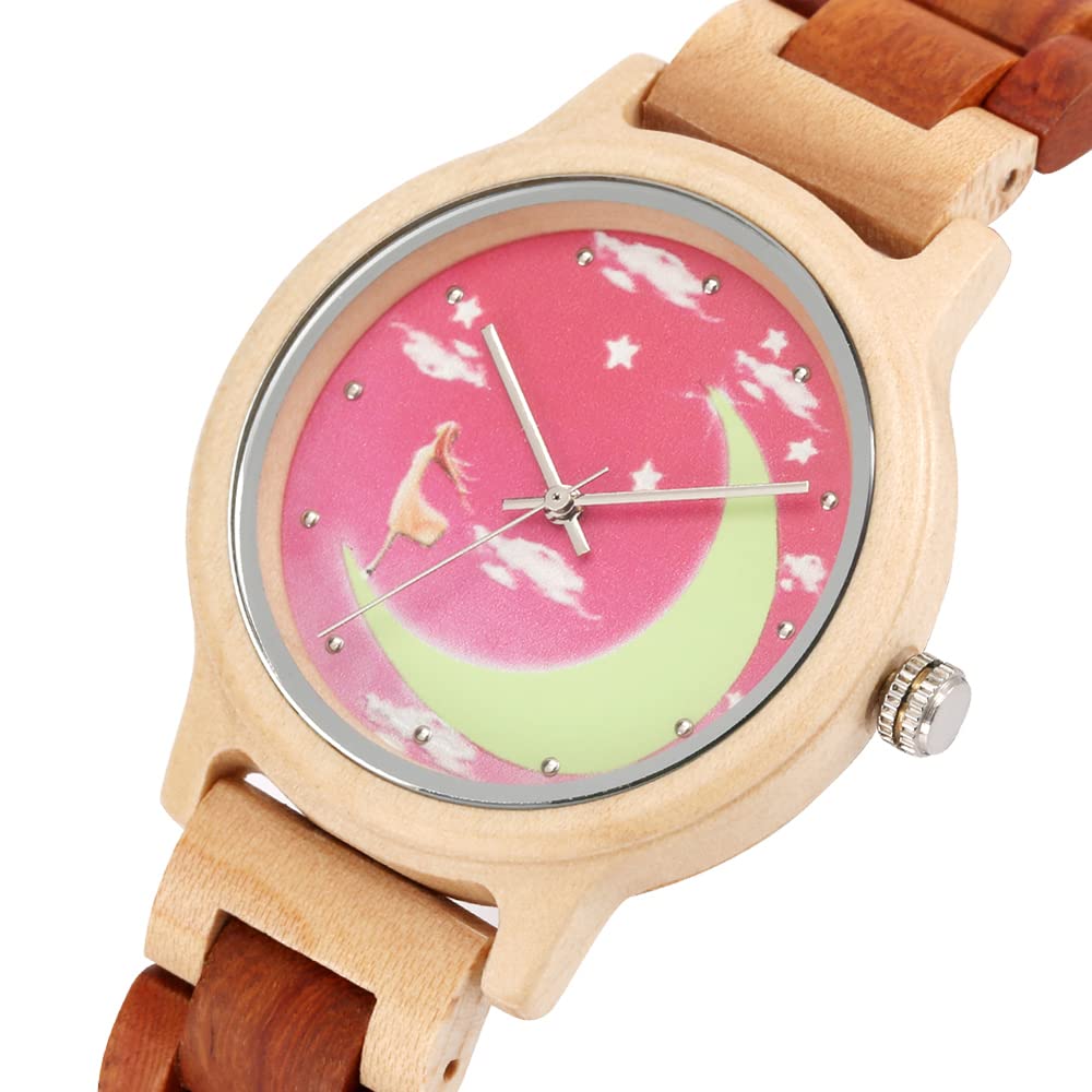 Elegant Wooden Watch for Women - Natural Bamboo Analog Wristwatch with Adjustable Wood Strap, Classic Minimalist Design - Perfect for Everyday Wear, Office, Date Night & Gift Giving