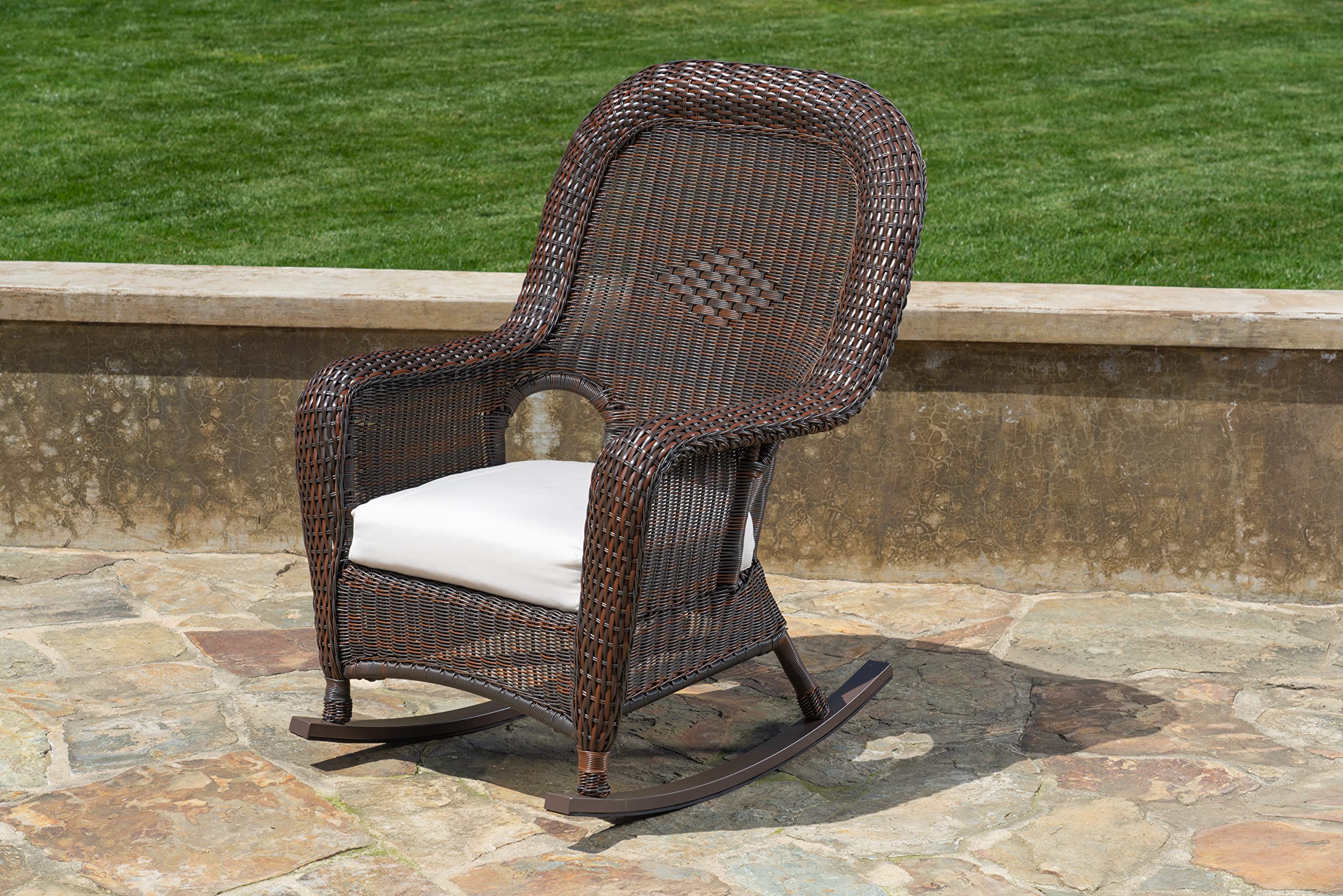 Tortuga Outdoor Sea Pines Side Table and Java Rocking Chair Set - Perfect for Patio, Deck, Garden, and Backyard Relaxation