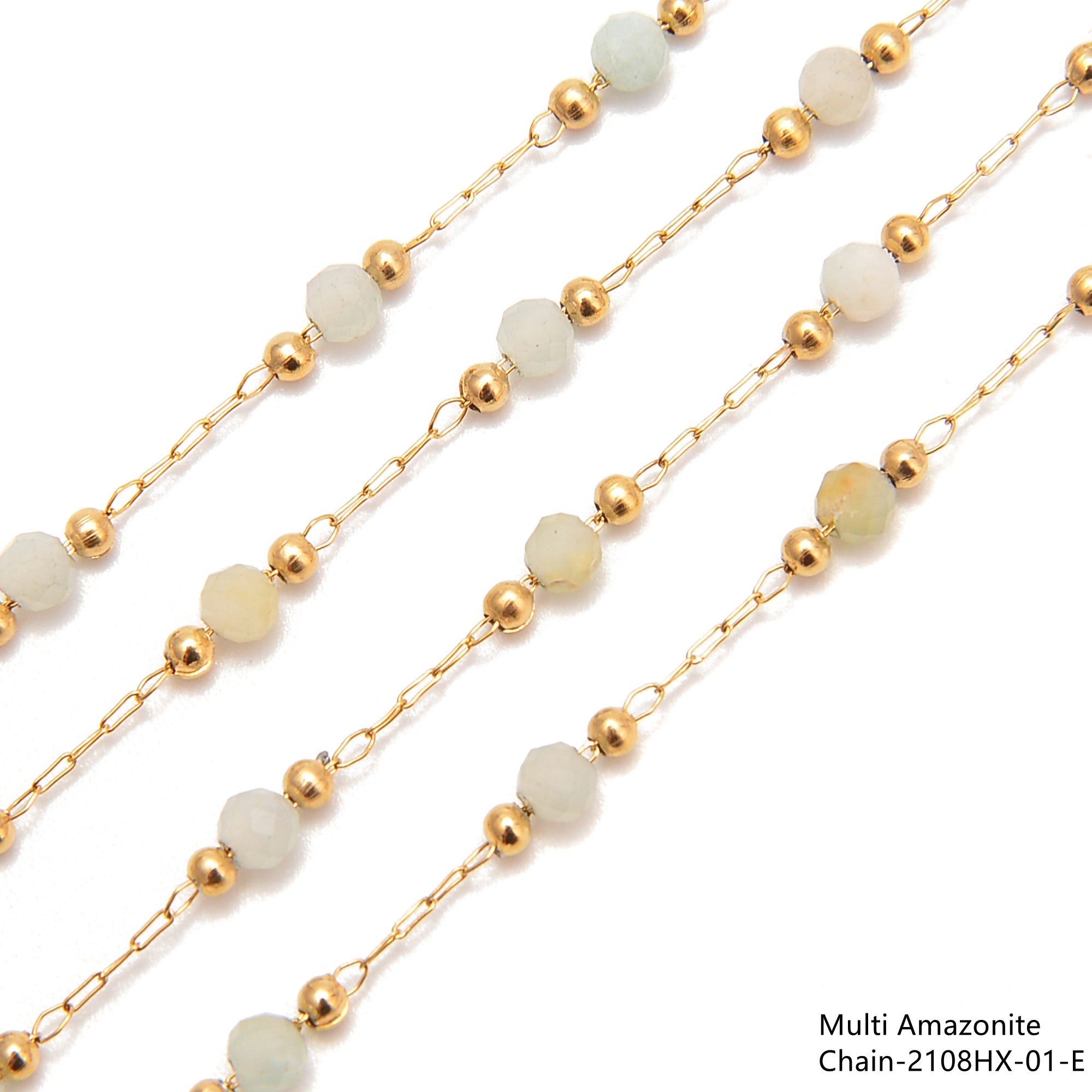 3mm Faceted Round Beads Multi-Gemstone Chain - 1 Meter Per Bag for Jewelry Making, DIY Crafts & Bracelet Designs