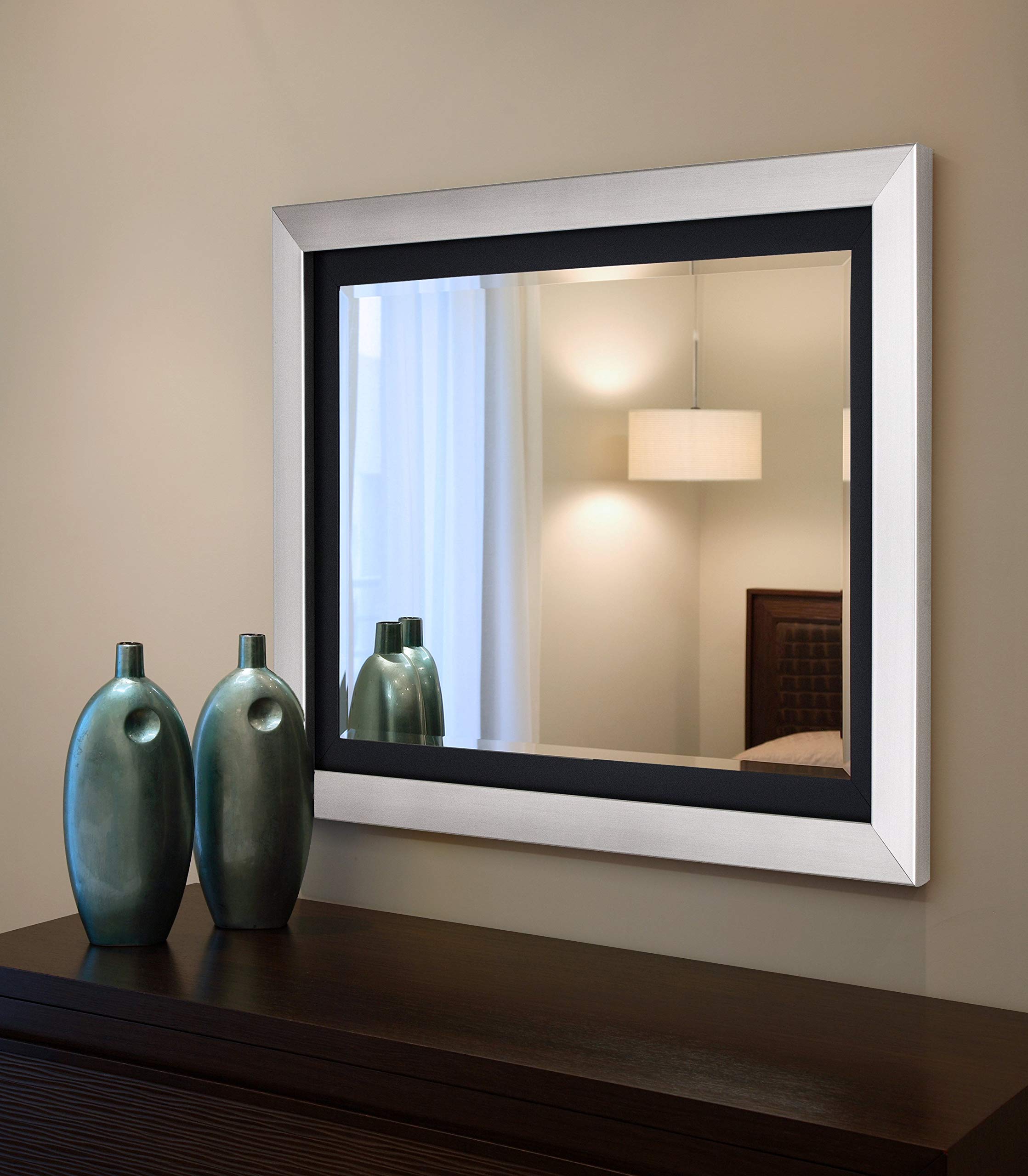 Hitchcock Butterfield Citadel Mirror - Nickel Silver and Black Finish - 28.25