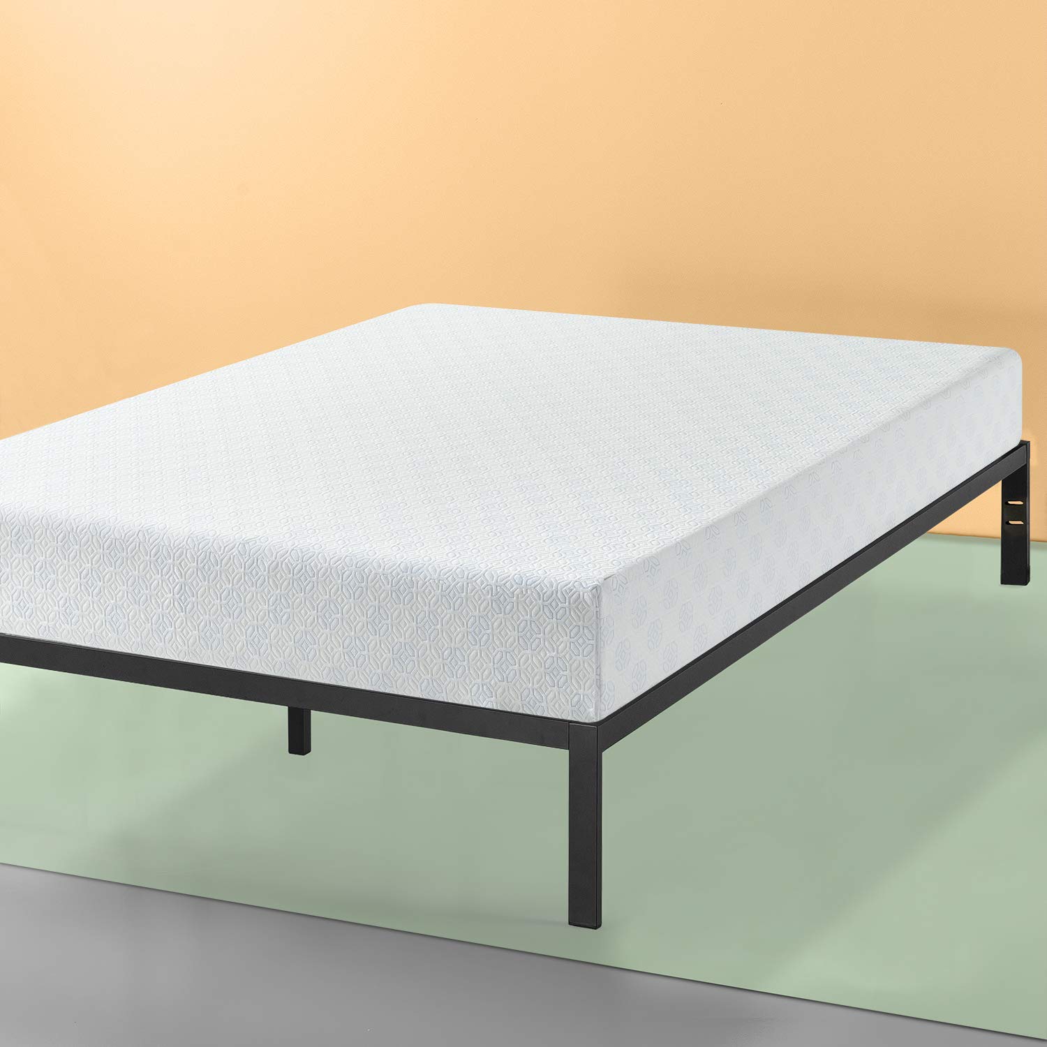 Zinus Twin 8 Inch Gel-Infused Green Tea Memory Foam Mattress with Mia Platform Bed Frame Set - Cooling Mattress & Sturdy Foundation for Small Spaces, Guest Rooms & College Dorms