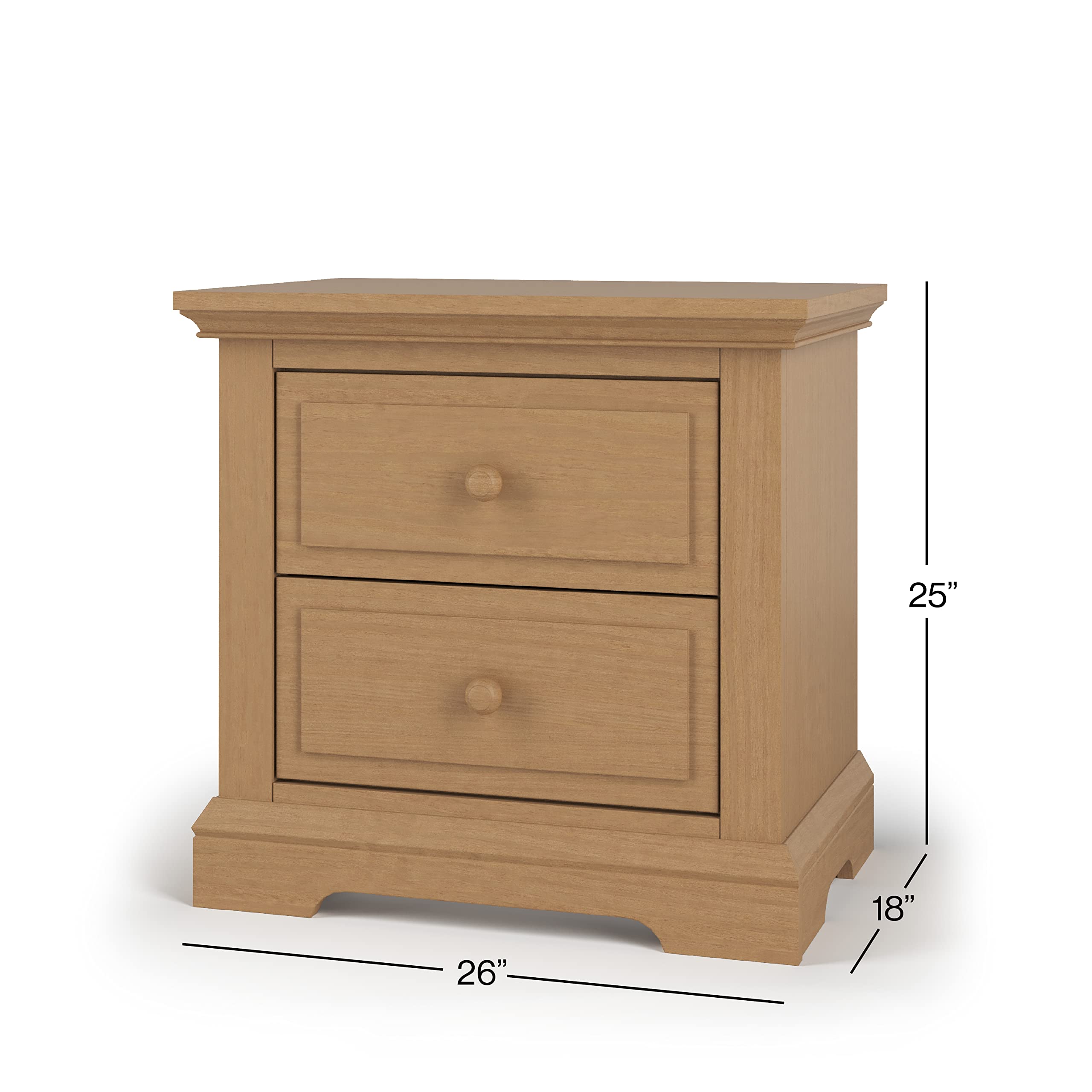 Child Craft Jordyn 2-Drawer Nightstand - Sturdy Pinewood Nursery & Bedroom Side Table with Large Storage Drawers, Non-Toxic Baby-Safe Finish (Biscotti) - Perfect for Baby Rooms, Kids' Bedrooms & Guest Rooms