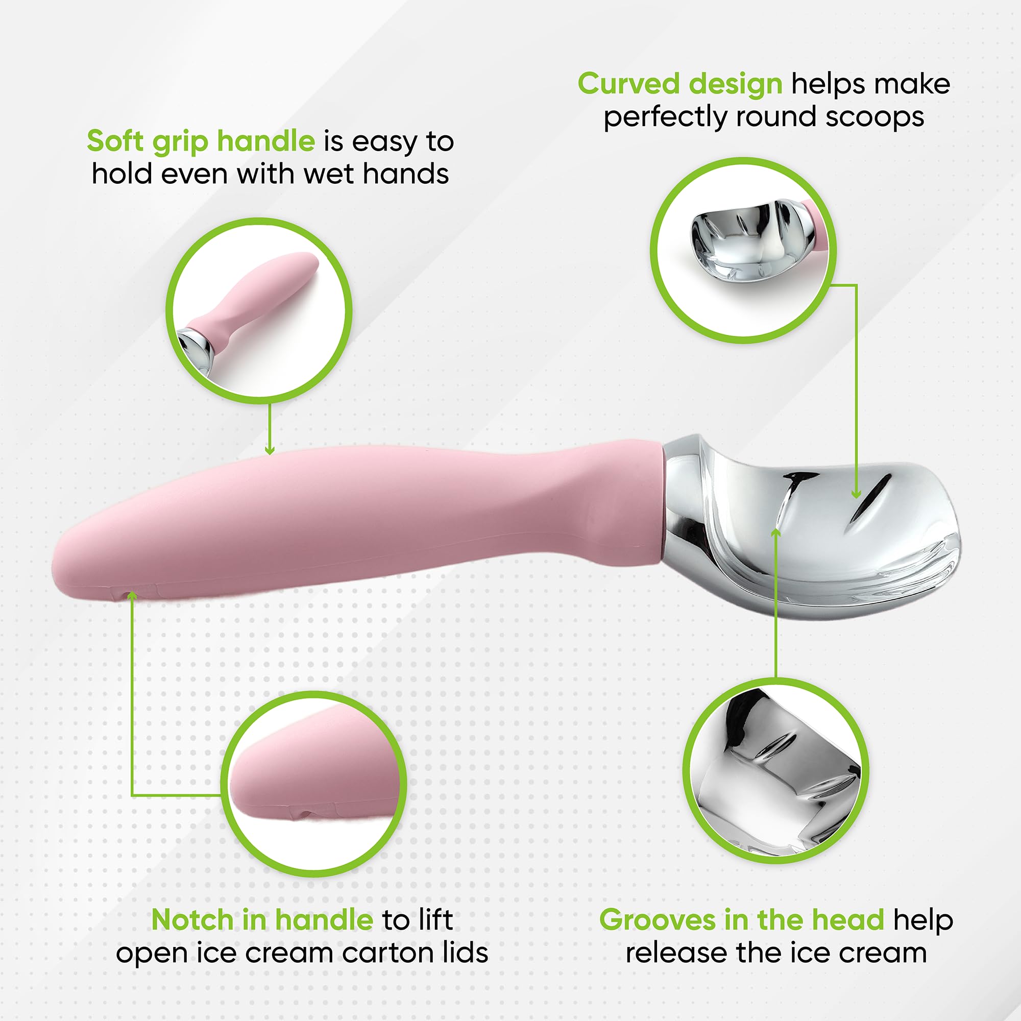 Premium Ice Cream Scoop with Soft Grip Handle - Heavy Duty Stainless Steel Scooper for Gelato, Sorbet, Cookie Dough & Desserts - Ideal for Home Kitchens, Ice Cream Shops & Parties