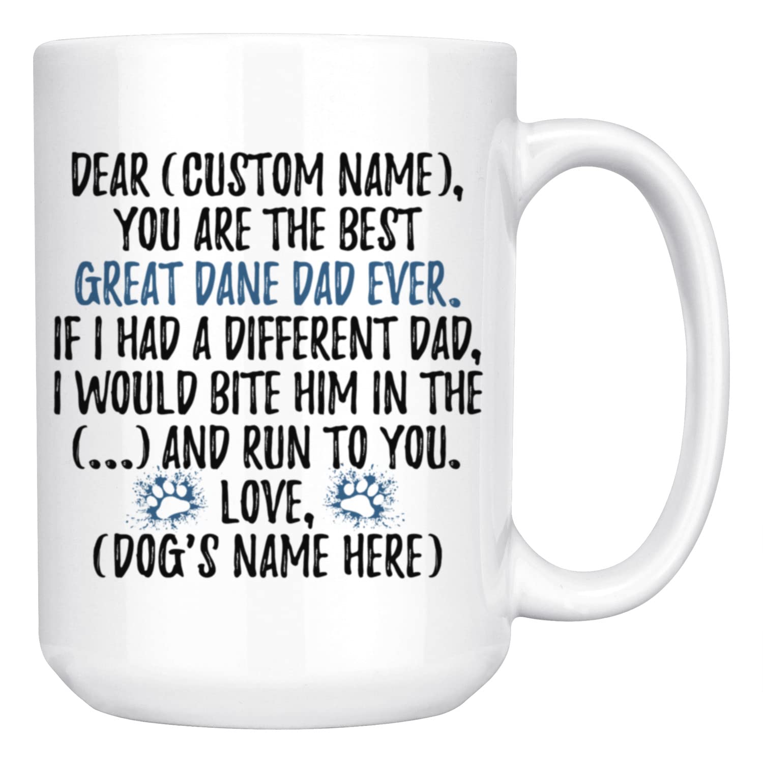 Personalized Great Dane Dog Dad Coffee Mug - 15 oz Ceramic Cup for Great Dane Lovers, Dog Daddy Gift Idea - Perfect for Father's Day, Birthday & Dog Owner Appreciation
