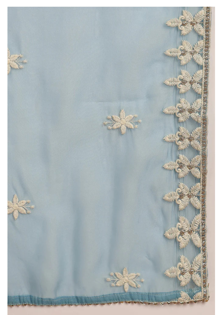 Elegant Blue Silk Blend Embroidered Kurta Set for Women | Traditional Indian Ethnic Wear | Perfect for Festivals, Weddings & Special Occasions
