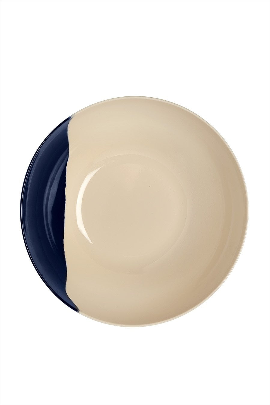 1/2 & 1/2 Ivory and Navy Melamine Salad Serving Set - 5 Piece Dinnerware for Outdoor Picnics, BBQs, and Party Entertaining