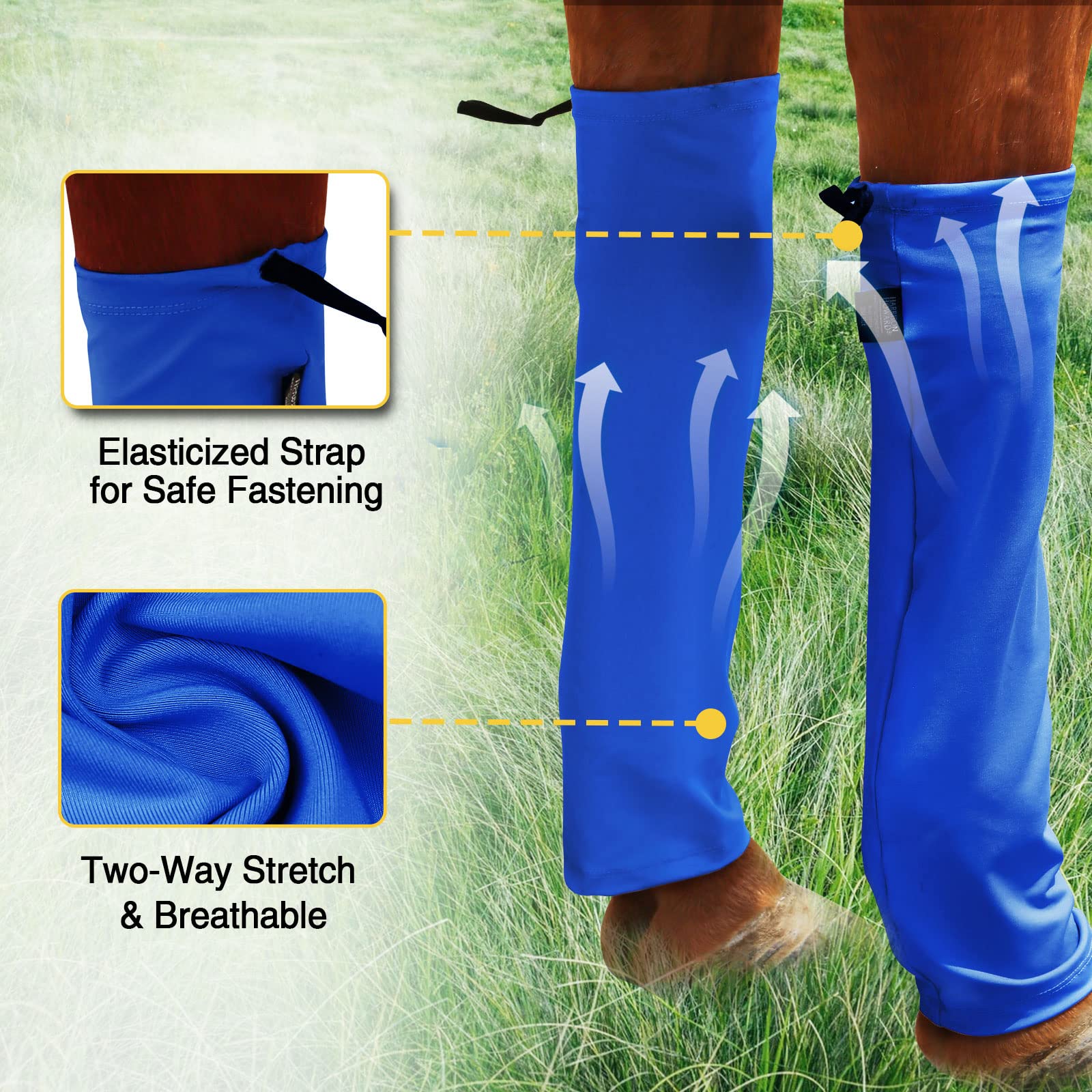 Harrison Howard Loose Fit Horse Leg Warmers - Breathable & Comfortable Equestrian Socks (Set of 4) for Riding, Training, and Stable Use