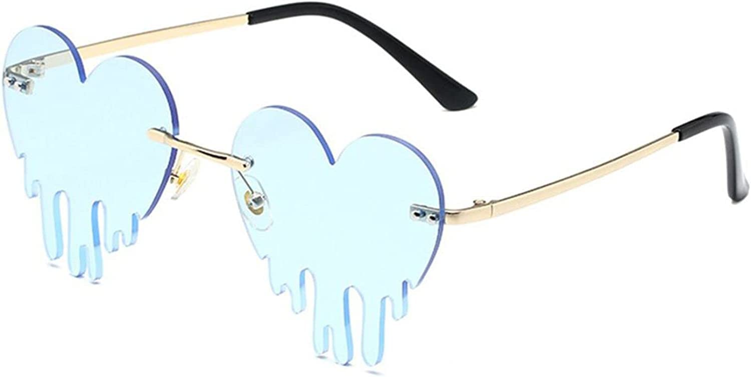 Trendy Rimless Sunglasses for Women - Unique Party & Halloween Glasses (Blue Sky) for Outdoor Events