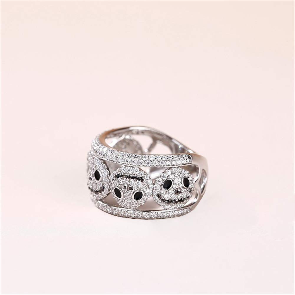 Jeulia Nightmare Before Christmas Wedding Band - 925 Sterling Silver Jack Skellington Skull Ring with CZ Solitaire & Side Stones | Halloween Jewelry, Christmas Gift, Birthday Present for Couples, Festival Accessories | Perfect for Cosplay, Themed Weddings & Holiday Parties