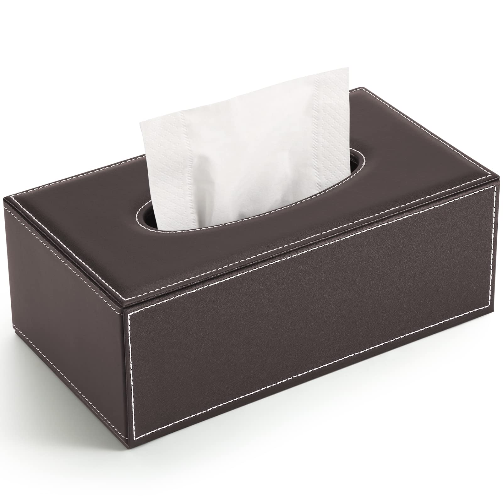 KINGFOM 3-Piece PU Leather Desk Organizer Set - Tissue Holder, Pen Cup & Business Card Stand - Stylish Office Supplies for Workspace Organization | Perfect for Home Office, Study Desk & Professional Workspace