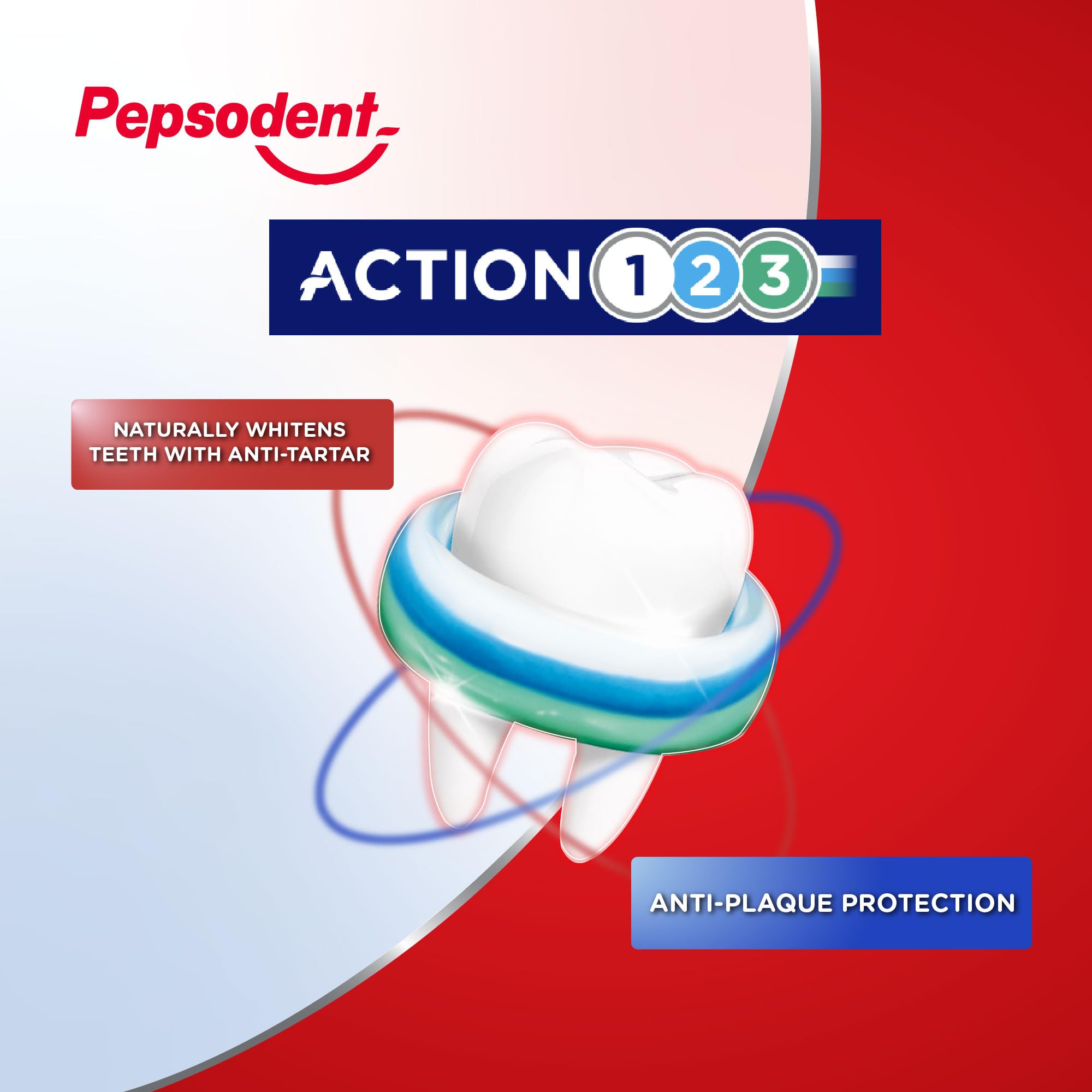 **Pepsodent Natural Whitening Toothpaste 125ml | Anti-Tartar Formula | Big Pack (4x125ml) | Fresh Breath for Daily Oral Care & Whitening**