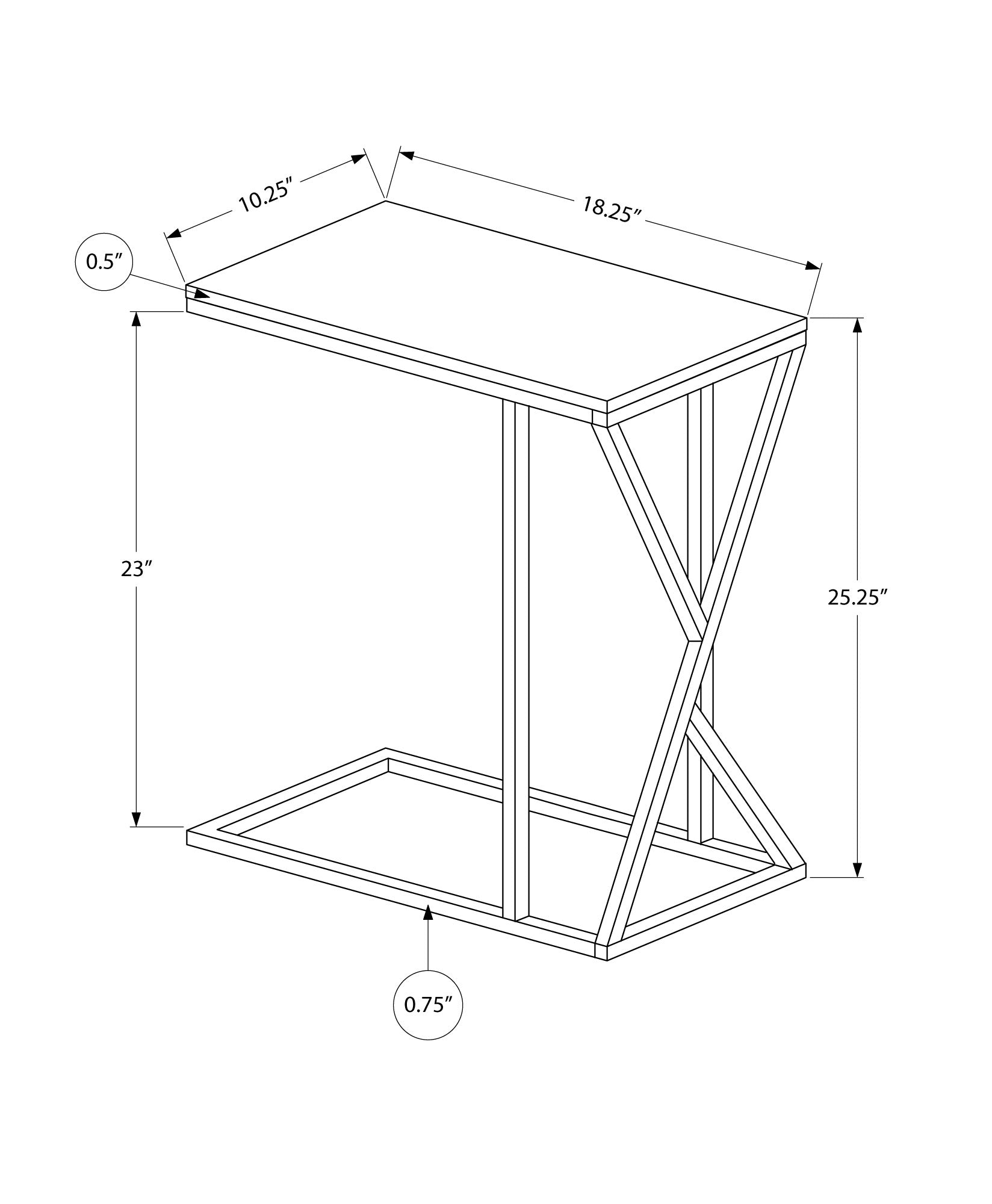 Modern Accent Table 25 Inch Height with Grey Top and Black Metal Frame - Perfect for Living Room, Bedroom, or Office Decor