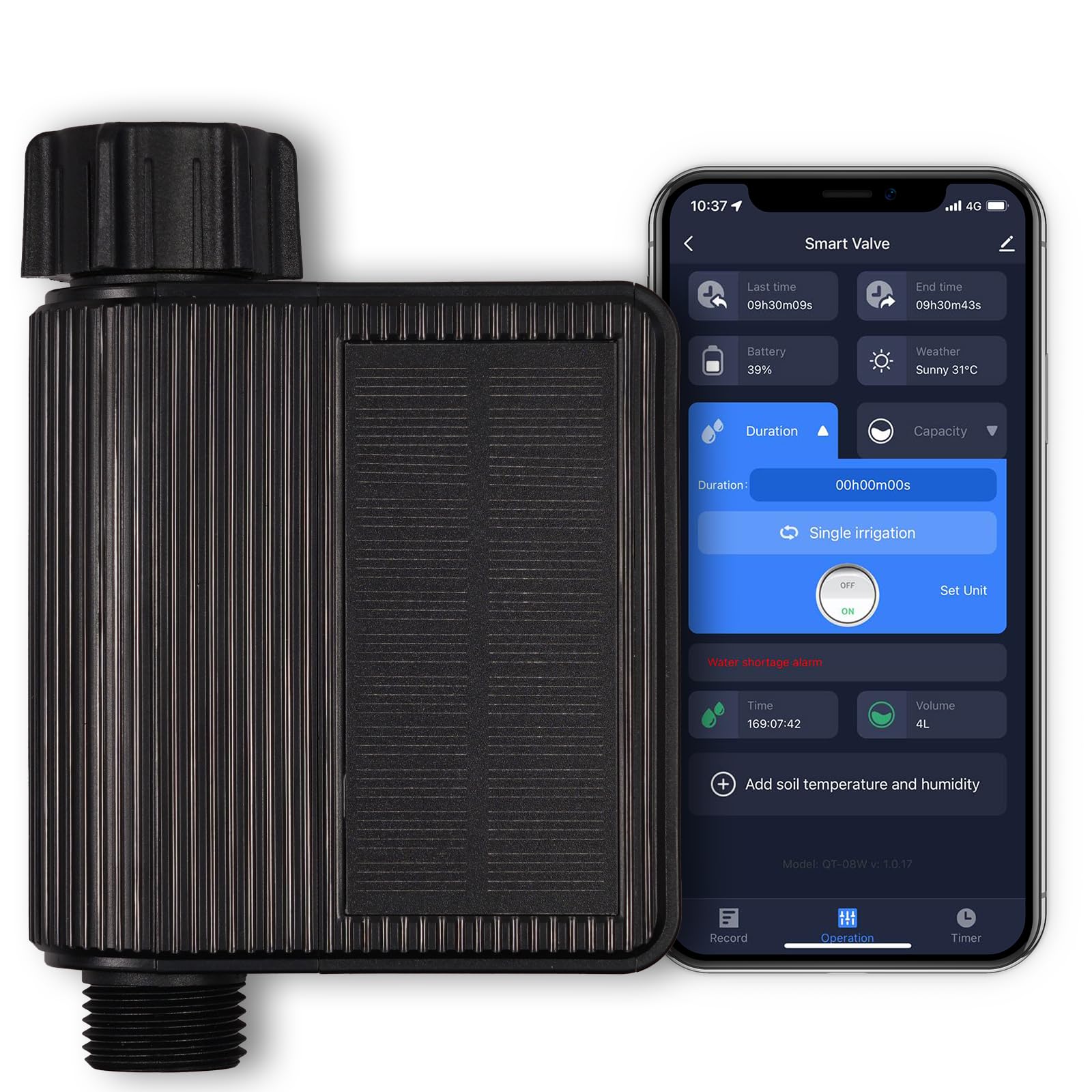 MOES Smart WiFi Sprinkler Timer - Solar Powered Automatic Water Timer for Garden Hose & Soaker Hose | Compatible with Alexa & Smart Life App | Rain Delay & Manual/Automatic Modes | Perfect for Yard, Lawn & Garden Irrigation System | Ideal for Smart Home & Outdoor Watering Solutions