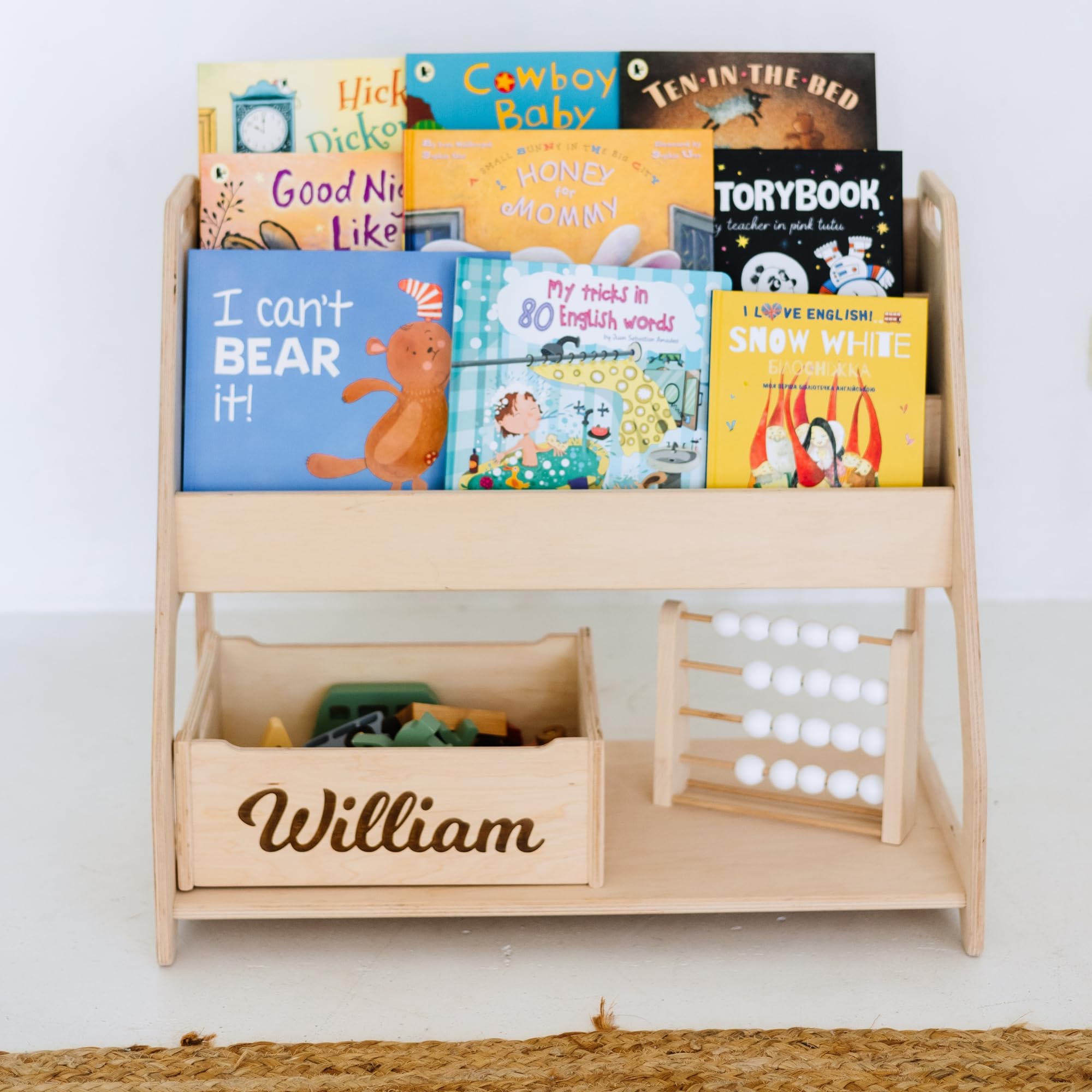 2-in-1 Kids Shelf & Toy Storage - Montessori Wooden Bookshelf for Nursery, Playroom & Bedroom - Durable Kids Bookcase & Montessori Furniture for Organized Learning Spaces