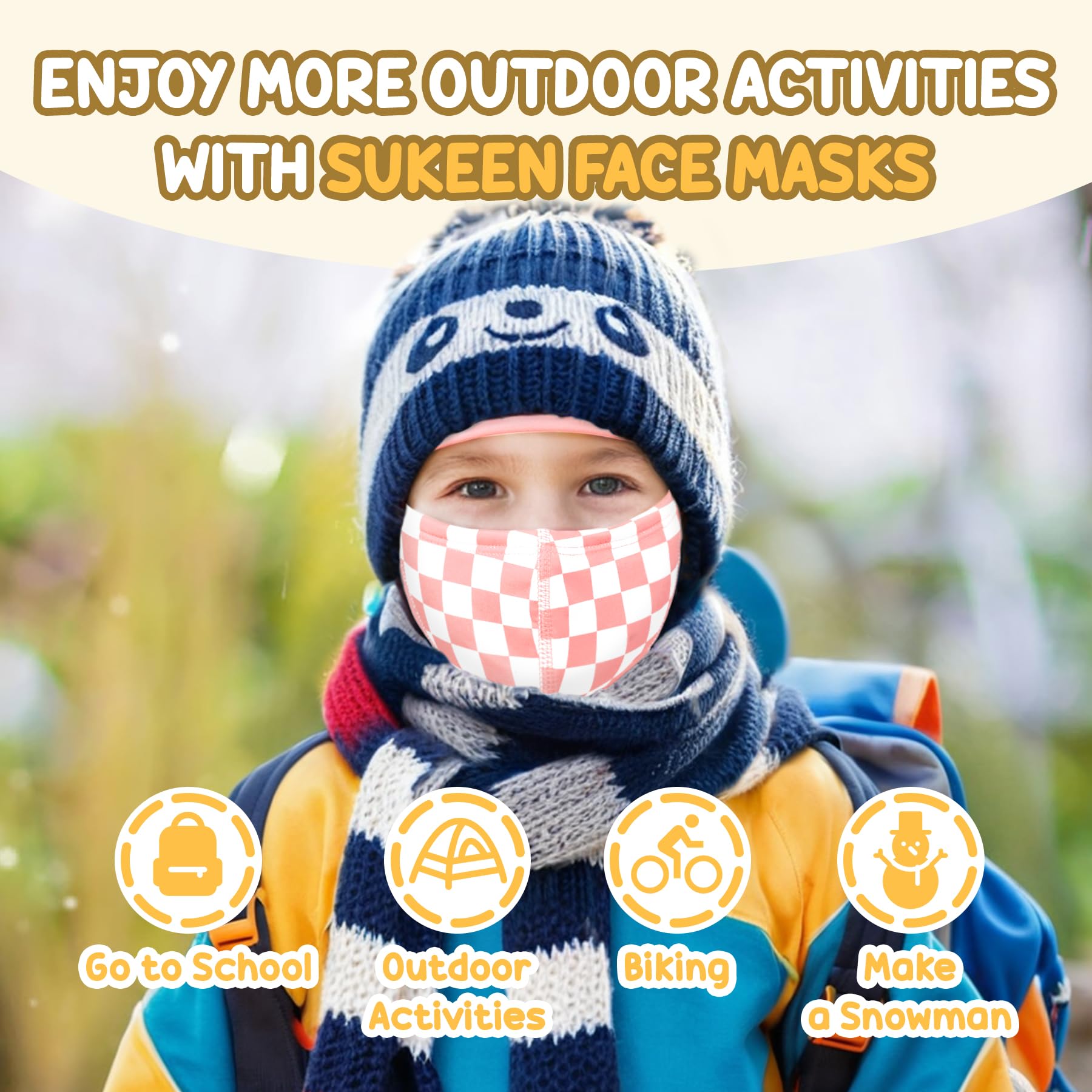Sukeen Kids Winter Balaclava Ski Mask - Breathable Face Cover & Neck Warmer for Boys & Girls - Cold Weather Protection for Skiing, Snowboarding, Hiking & Outdoor Activities