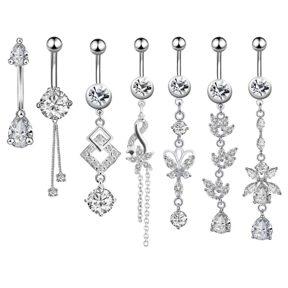 Shiny Dangle Belly Button Ring Piercing Jewelry WH1304 - Perfect for Navel Piercing, Belly Dance, and Summer Beach Outfits
