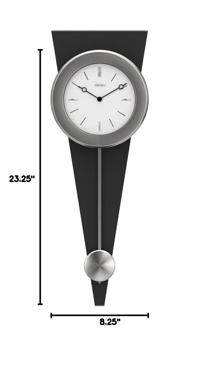 SEIKO Zing Modern Art Wall Clock with Pendulum - Silent Non-Ticking Battery Operated Decorative Clock for Living Room, Bedroom & Office Decor