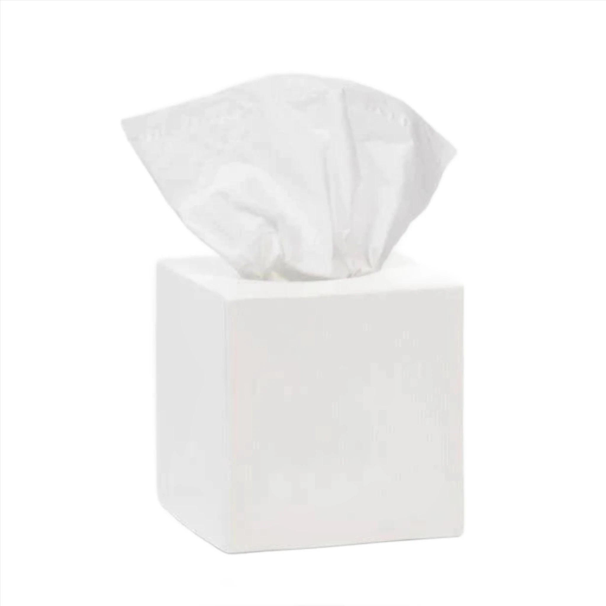 Elegant Cordoba White Ceramic Tissue Box Cover - Home & Office Decor for Living Room, Bathroom, or Bedroom