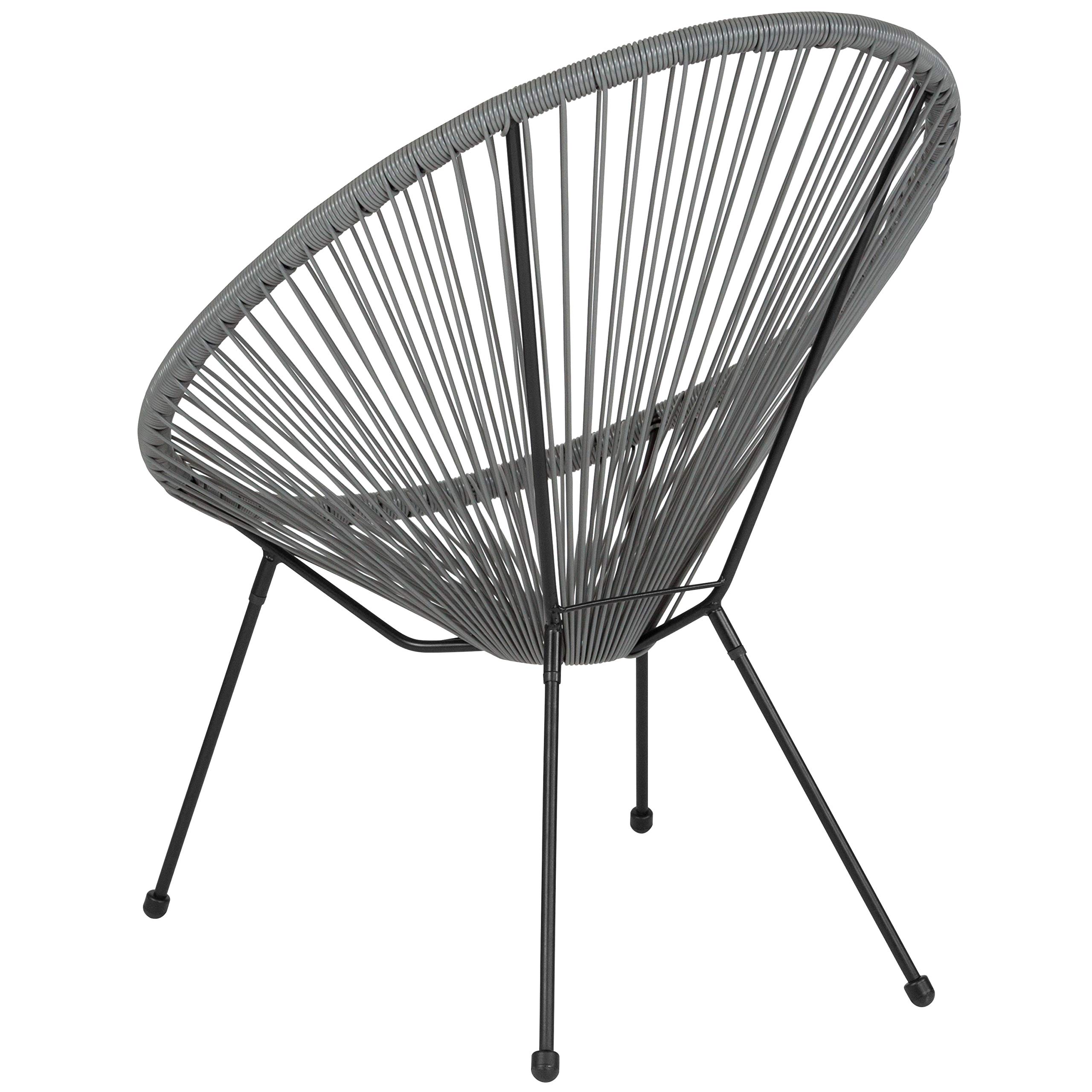 Comfortable Grey Papasan Bungee Lounge Chair - Indoor/Outdoor Relaxation for Patio, Garden, or Living Room