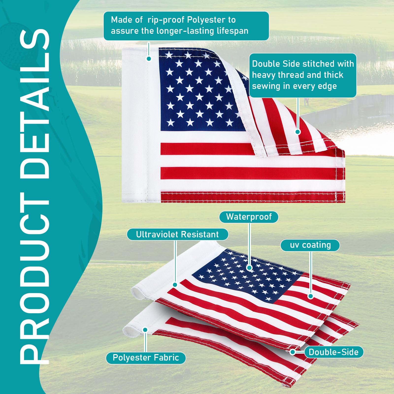 Premium 6-Pack Golf Pin Flags with Hole Cup Set - 6
