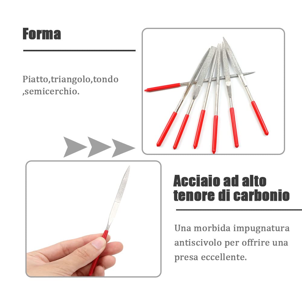 Bestgle 10-Piece Diamond Needle File Set for Metal, Crystal, Stone, and Jade - Precision Needle Files (4 x 160mm) - Ideal for Jewelry Making, Engraving, and DIY Craft Projects