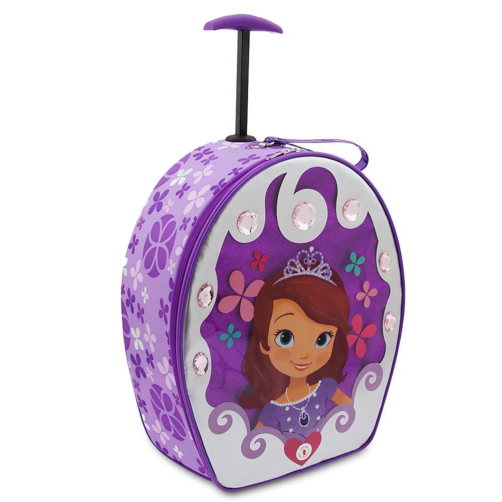 Disney Princess Sofia the First Light Up Rolling Luggage - Kids Carry-On Suitcase with LED Lights for Travel, School & Sleepovers | Perfect for Airplane Trips, Vacation & Birthday Gifts