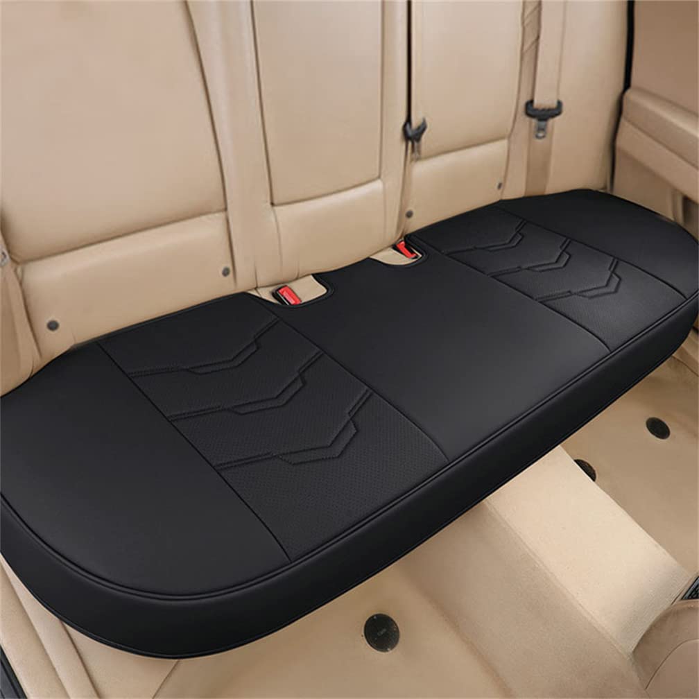 Universal Car Seat Cushion - 1PC PU Leather Rear Seat Protector with Full Wrapping Bottom, Fits 95% Vehicles (Black) | Comfortable Car Accessory for Long Drives & Road Trips